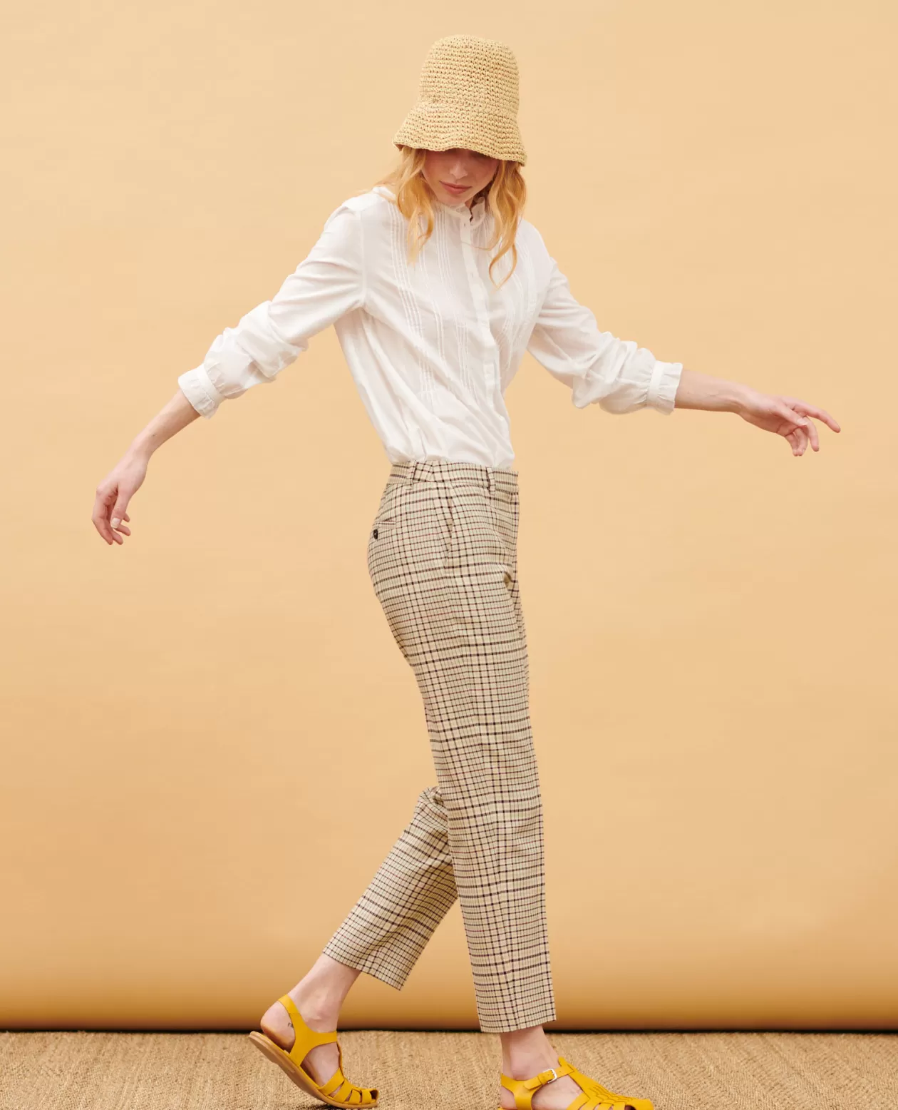 Hot Comptoir des Cotonniers Marguerite - Cigarette Trousers 0400 Cream Checks
