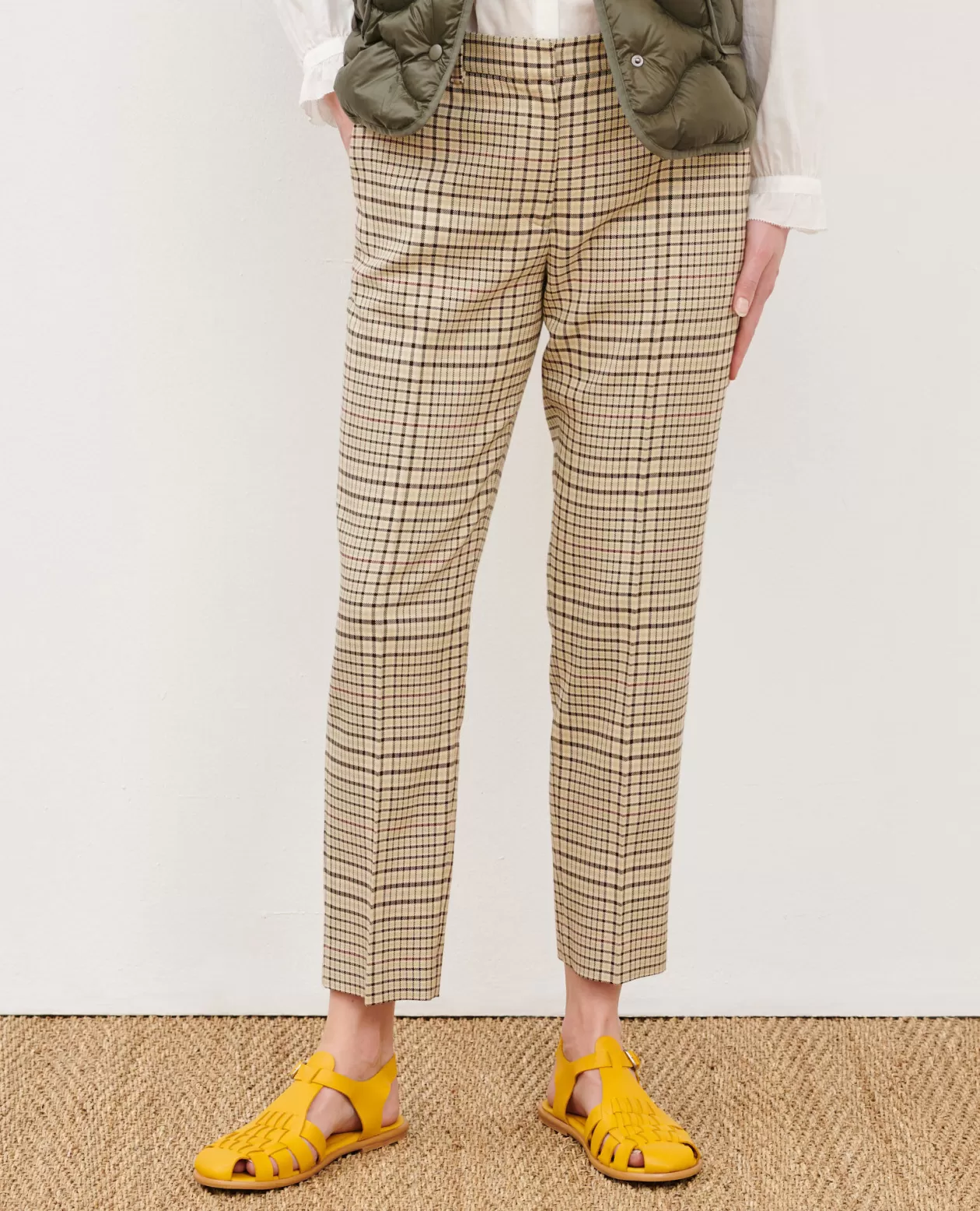 Hot Comptoir des Cotonniers Marguerite - Cigarette Trousers 0400 Cream Checks
