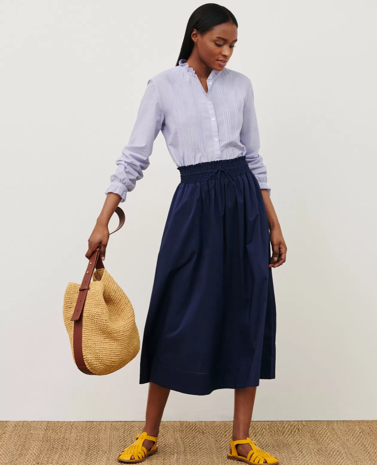 Online Comptoir des Cotonniers Maxi Cotton Skirt 68 Blue