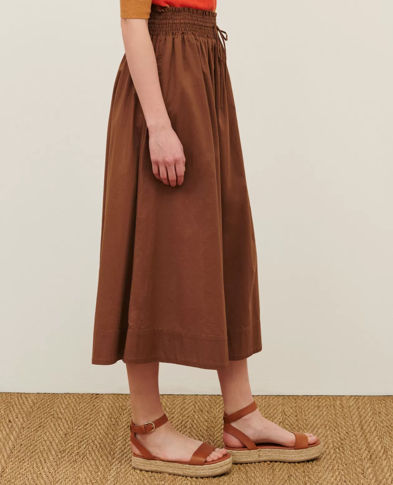 Fashion Comptoir des Cotonniers Maxi Cotton Skirt 35 Brown