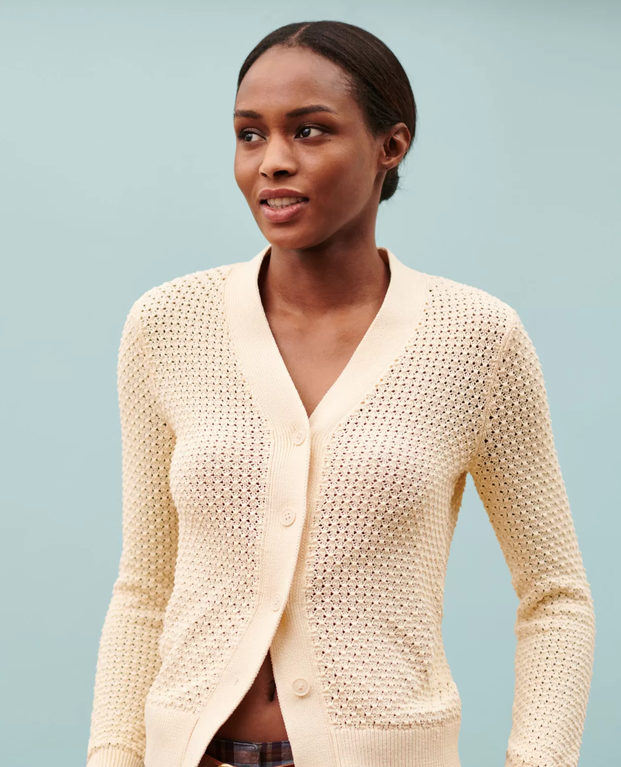 Store Comptoir des Cotonniers Openwork Cotton Cardigan 0401 Ivory