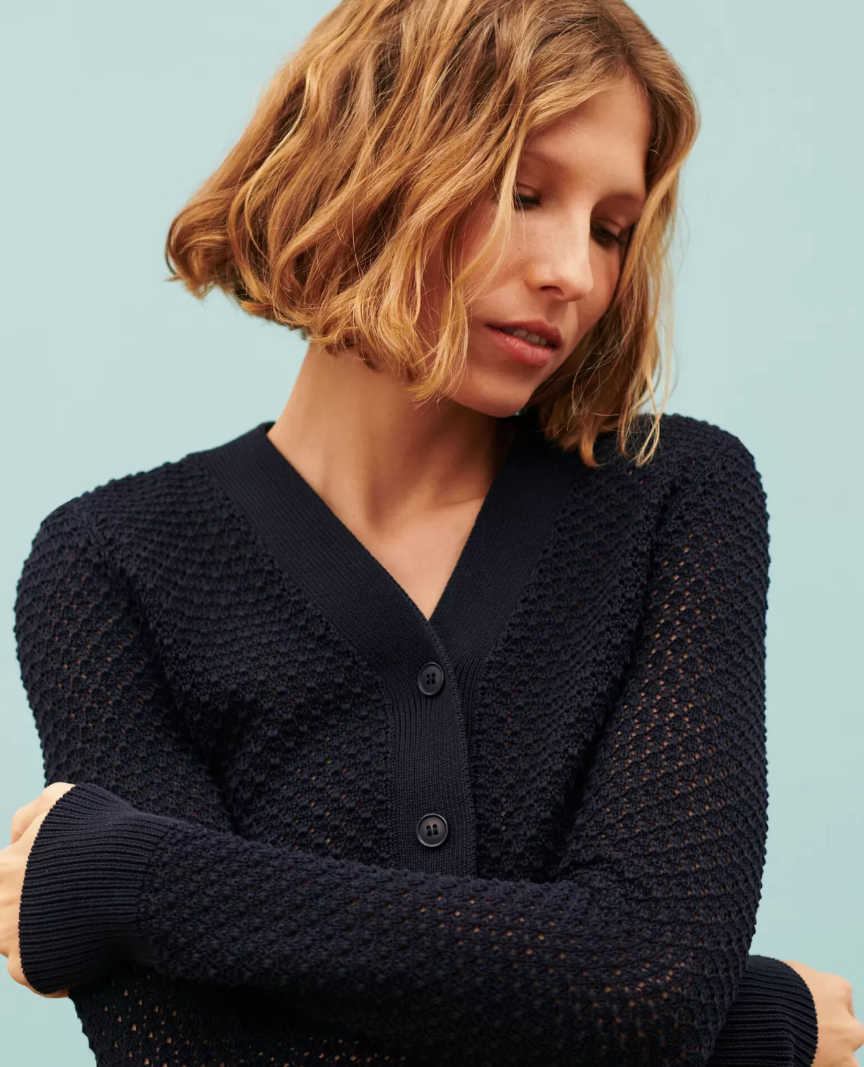 Cheap Comptoir des Cotonniers Openwork Cotton Cardigan 4277 Night_Sky