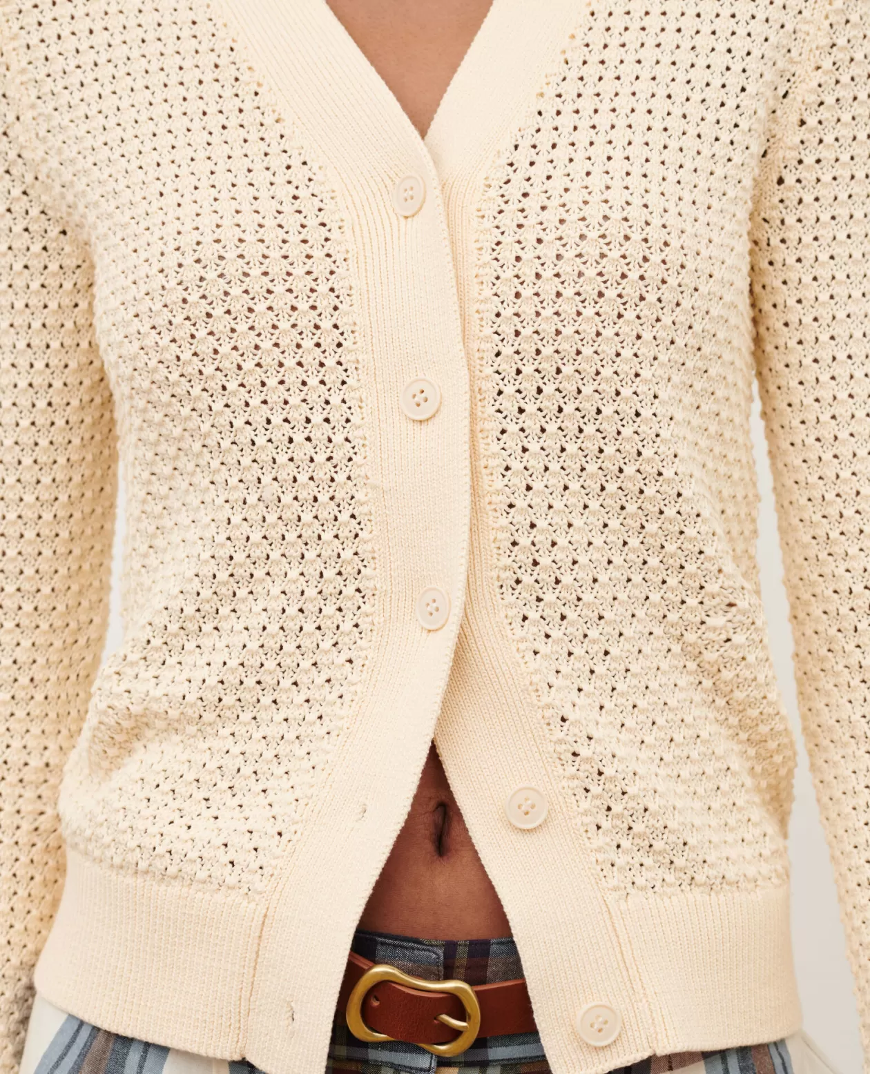 Store Comptoir des Cotonniers Openwork Cotton Cardigan 0401 Ivory