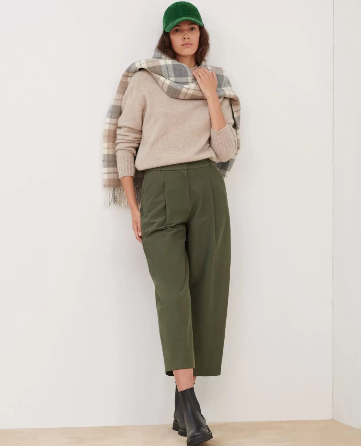 Clearance Comptoir des Cotonniers Peggy - Jersey Twill Trousers 0571 Thyme Green