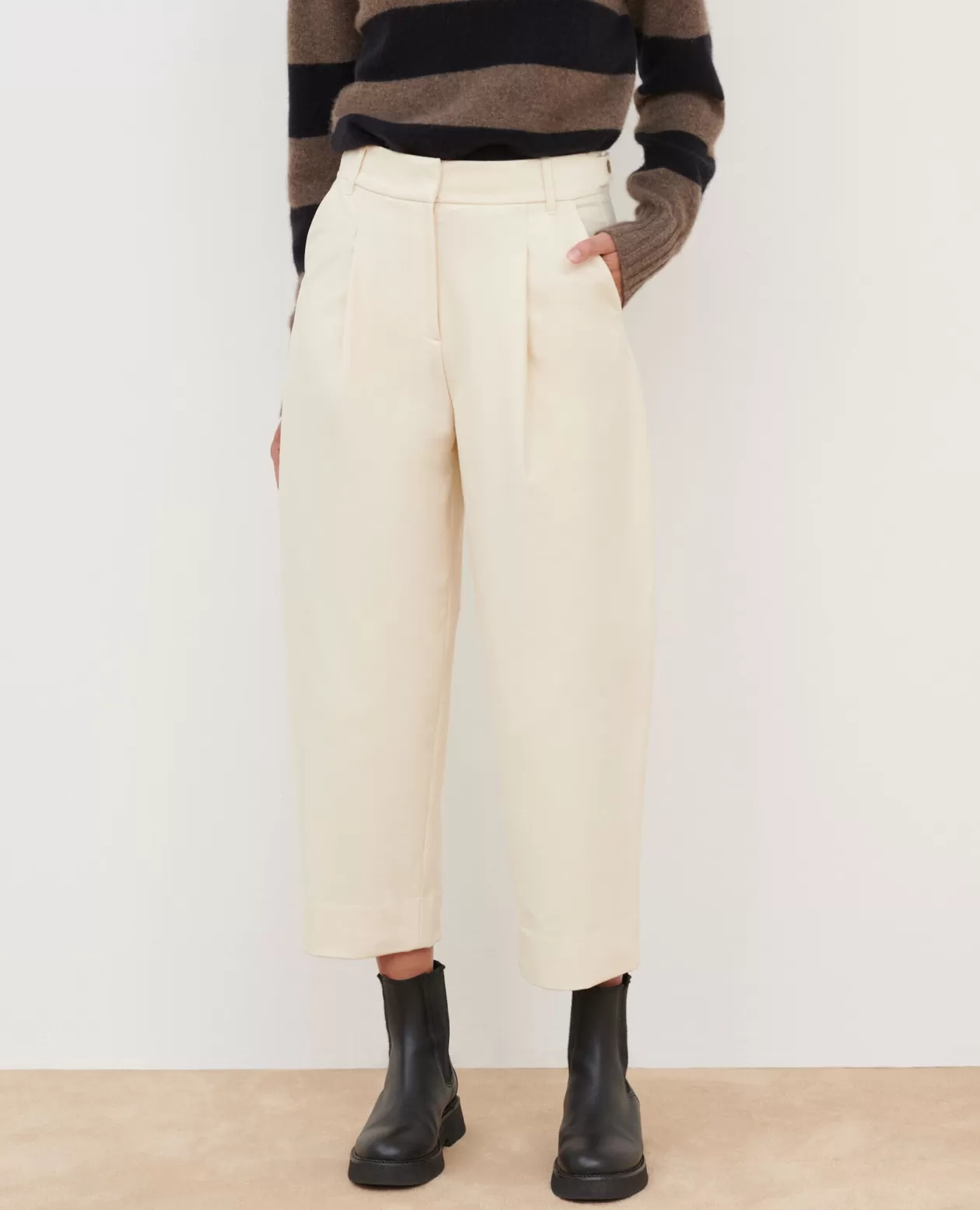 Outlet Comptoir des Cotonniers Peggy - Jersey Twill Trousers 4142 Ecru