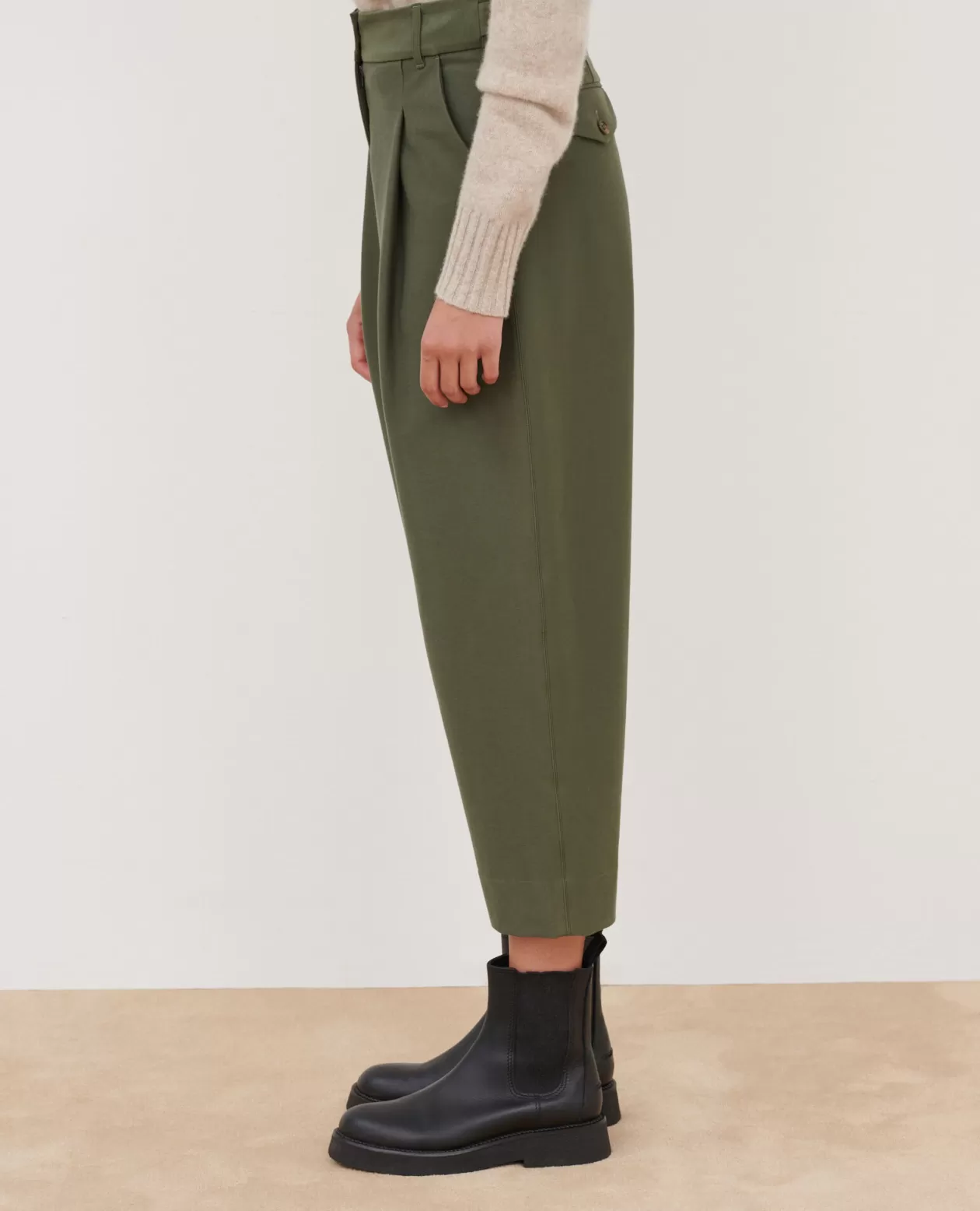 Clearance Comptoir des Cotonniers Peggy - Jersey Twill Trousers 0571 Thyme Green