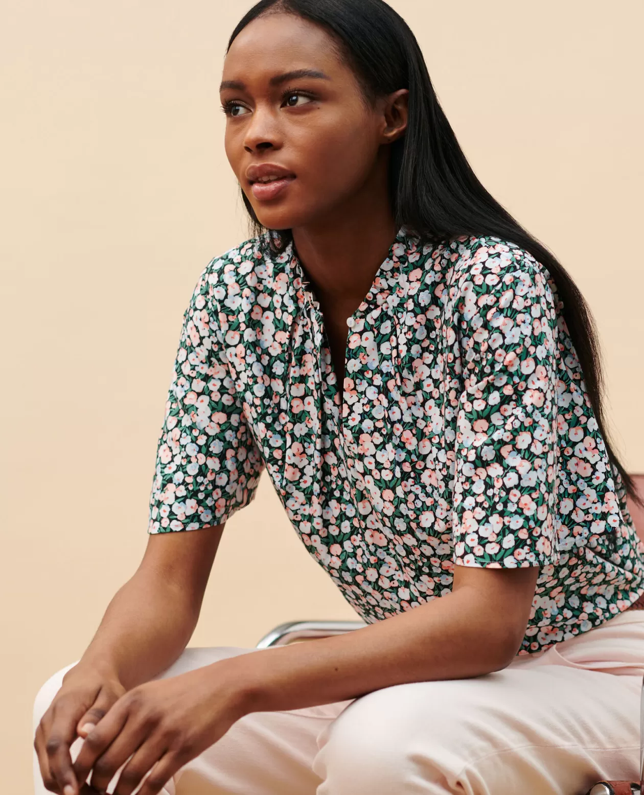 Fashion Comptoir des Cotonniers Printed Blouse 7300D 119 Print Blue