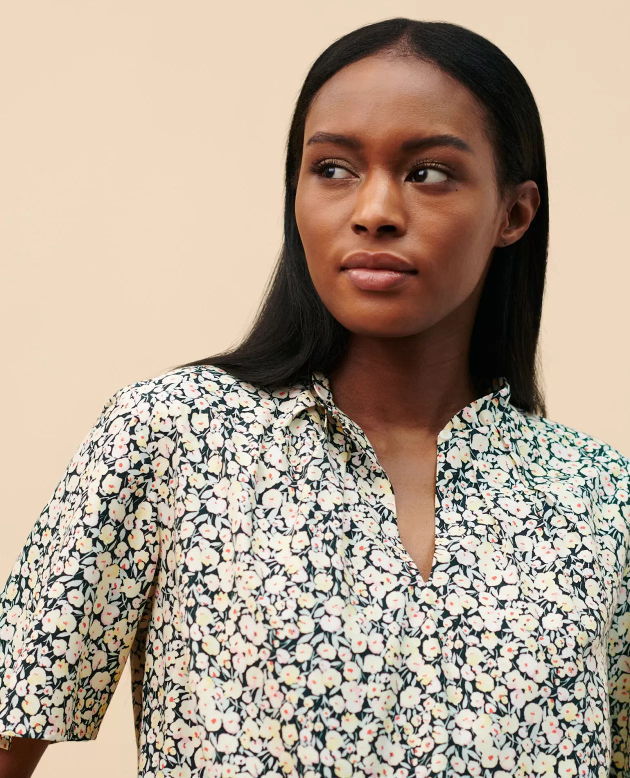 Discount Comptoir des Cotonniers Printed Blouse 7302C 119 Print Yellow