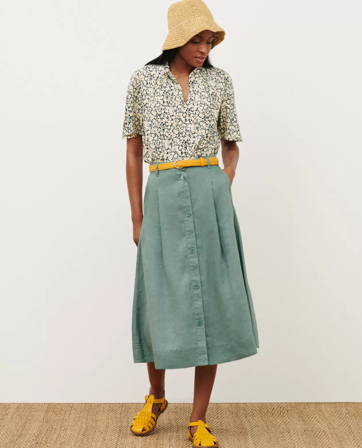 Discount Comptoir des Cotonniers Printed Blouse 7302C 119 Print Yellow