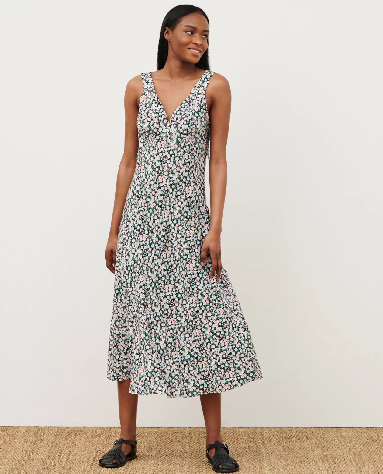 New Comptoir des Cotonniers Printed Maxi Dress 7300D 119 Print Blue