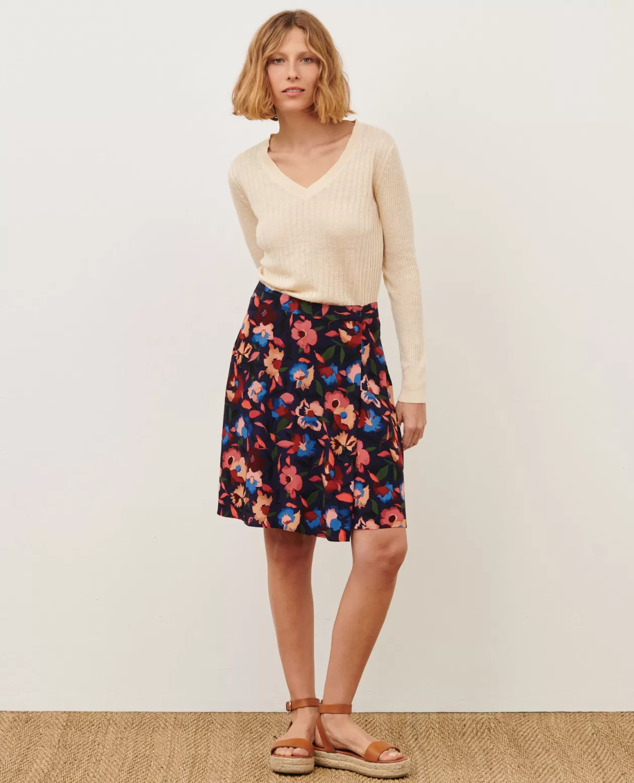 Clearance Comptoir des Cotonniers Printed Mini Skirt 8858 69 Navy Print