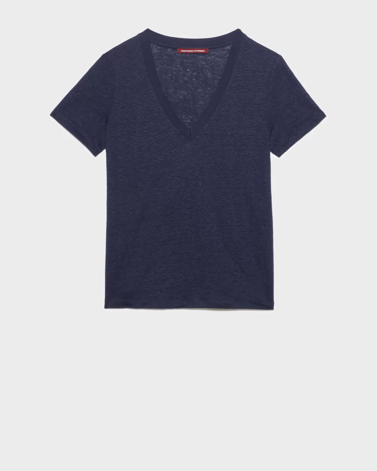 Cheap Comptoir des Cotonniers Sarah - Linen V-Neck T-Shirt 4232 Maritime Blue