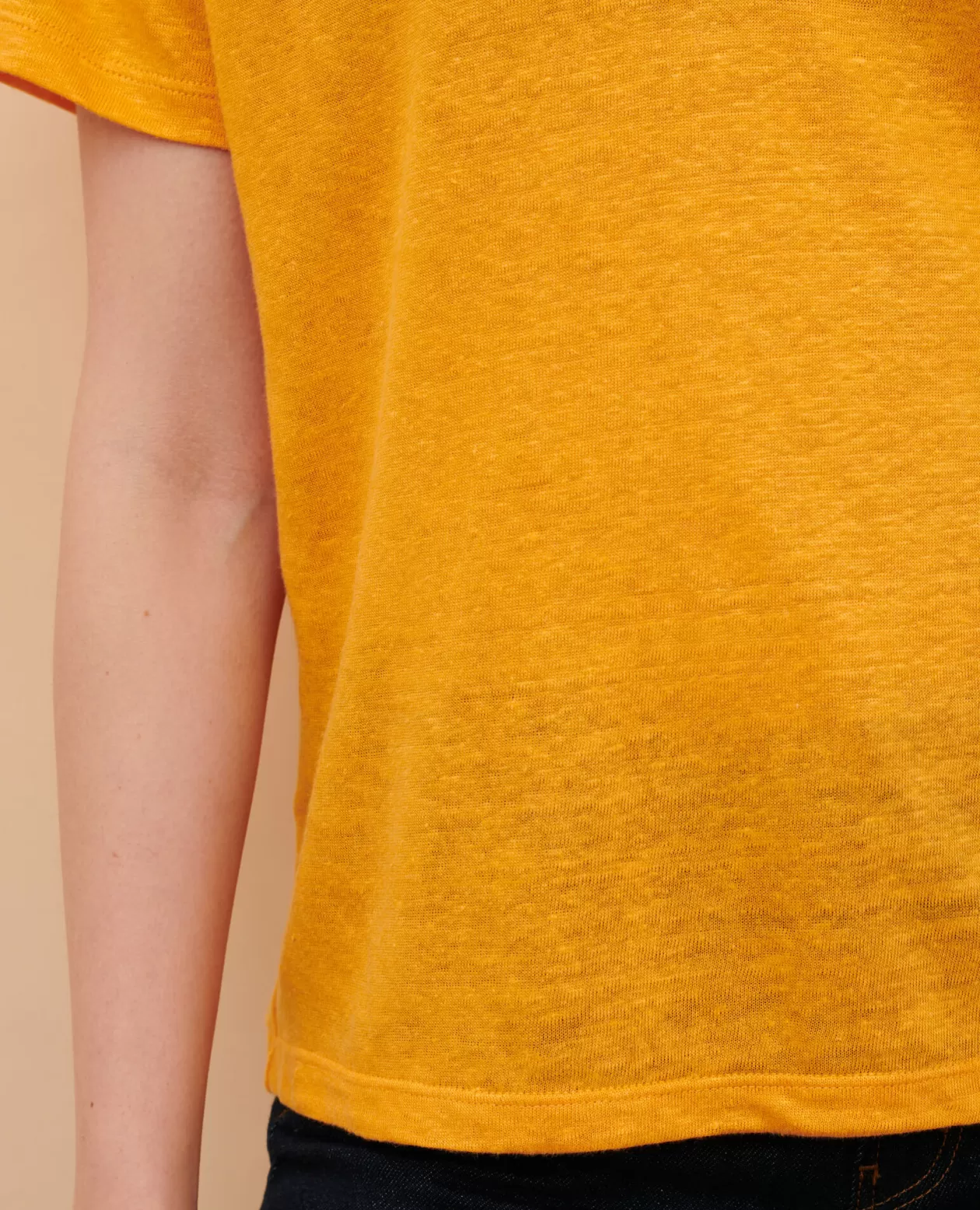 Hot Comptoir des Cotonniers Sarah - Linen V-Neck T-Shirt 23 Orange