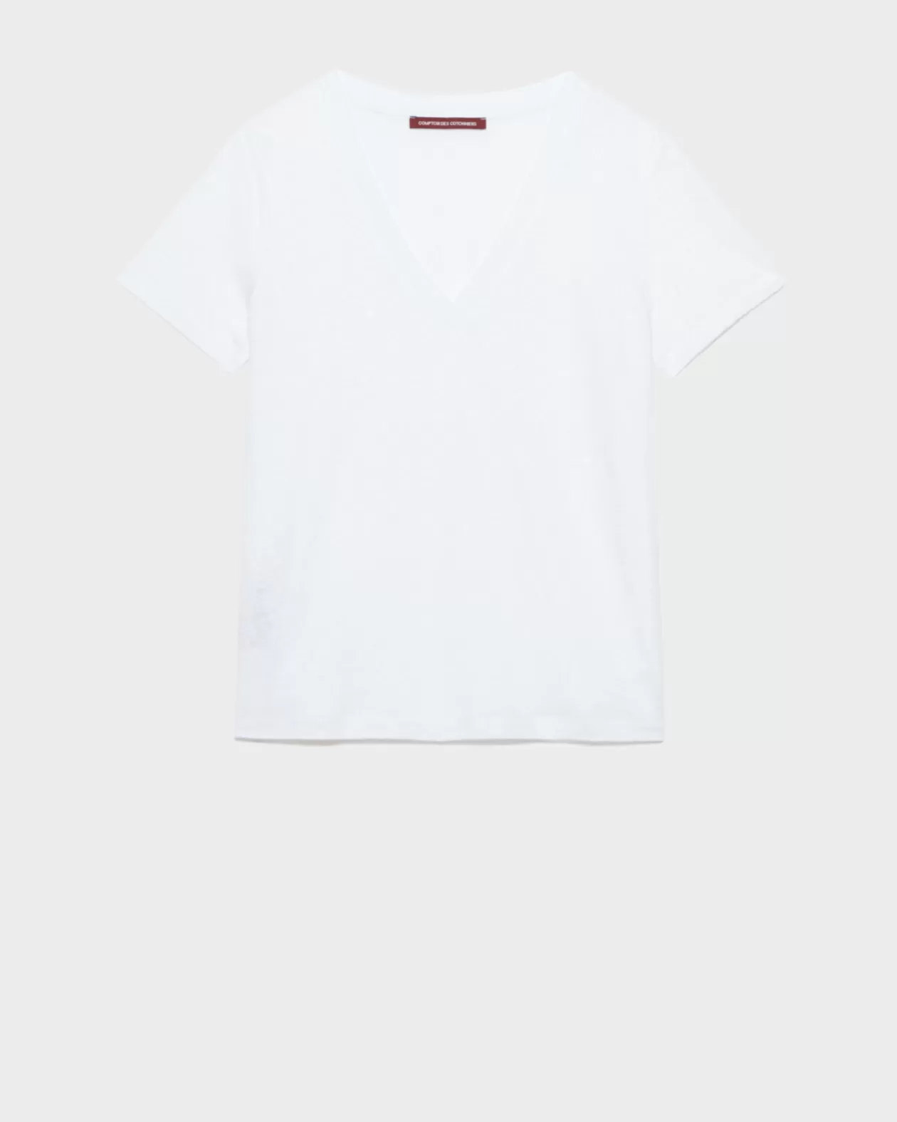 Flash Sale Comptoir des Cotonniers Sarah - Linen V-Neck T-Shirt 4235 Optical White