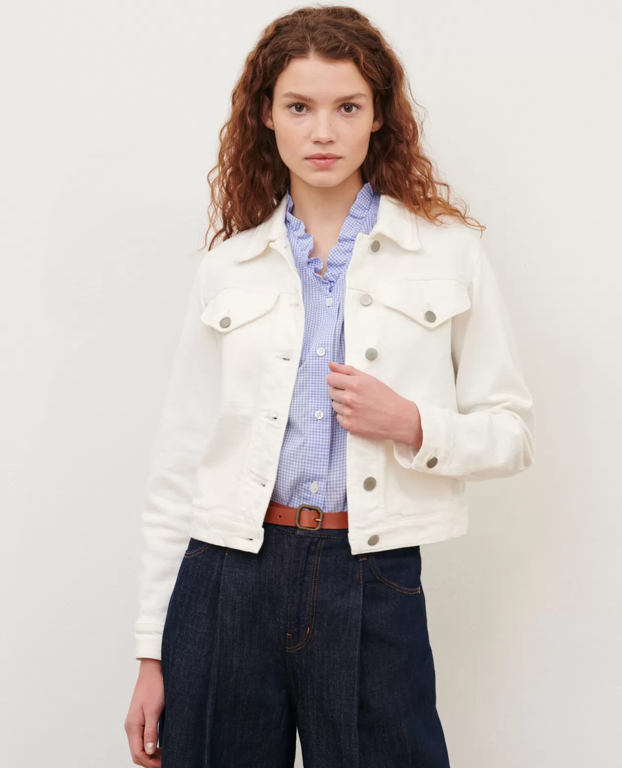 Fashion Comptoir des Cotonniers Short Denim Jacket 0003 White Denim