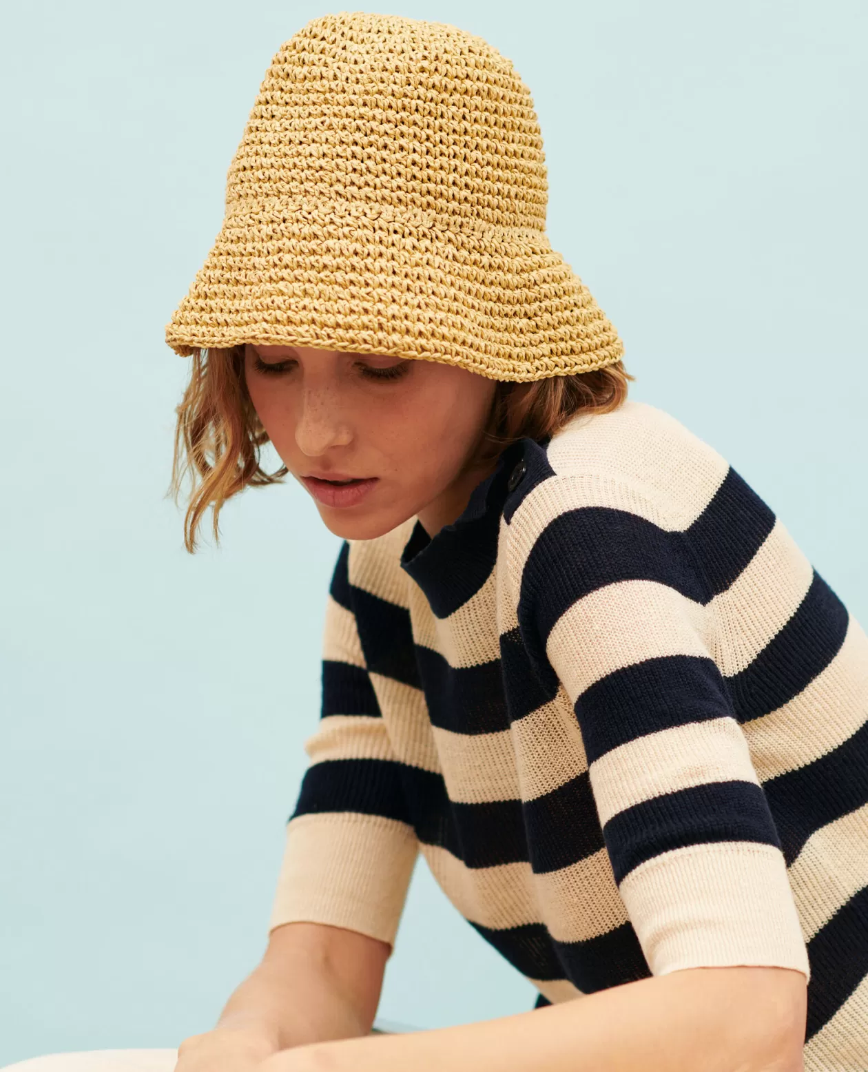 Cheap Comptoir des Cotonniers Short-Sleeve Linen Jumper 0692 Night_Sky_Stripes