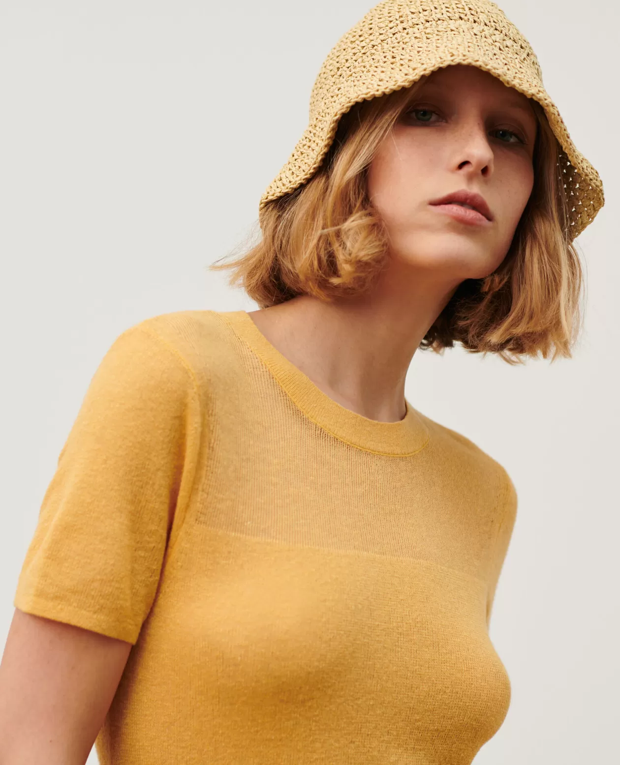Best Sale Comptoir des Cotonniers Short-Sleeve Top 0460 Ochre Yellow