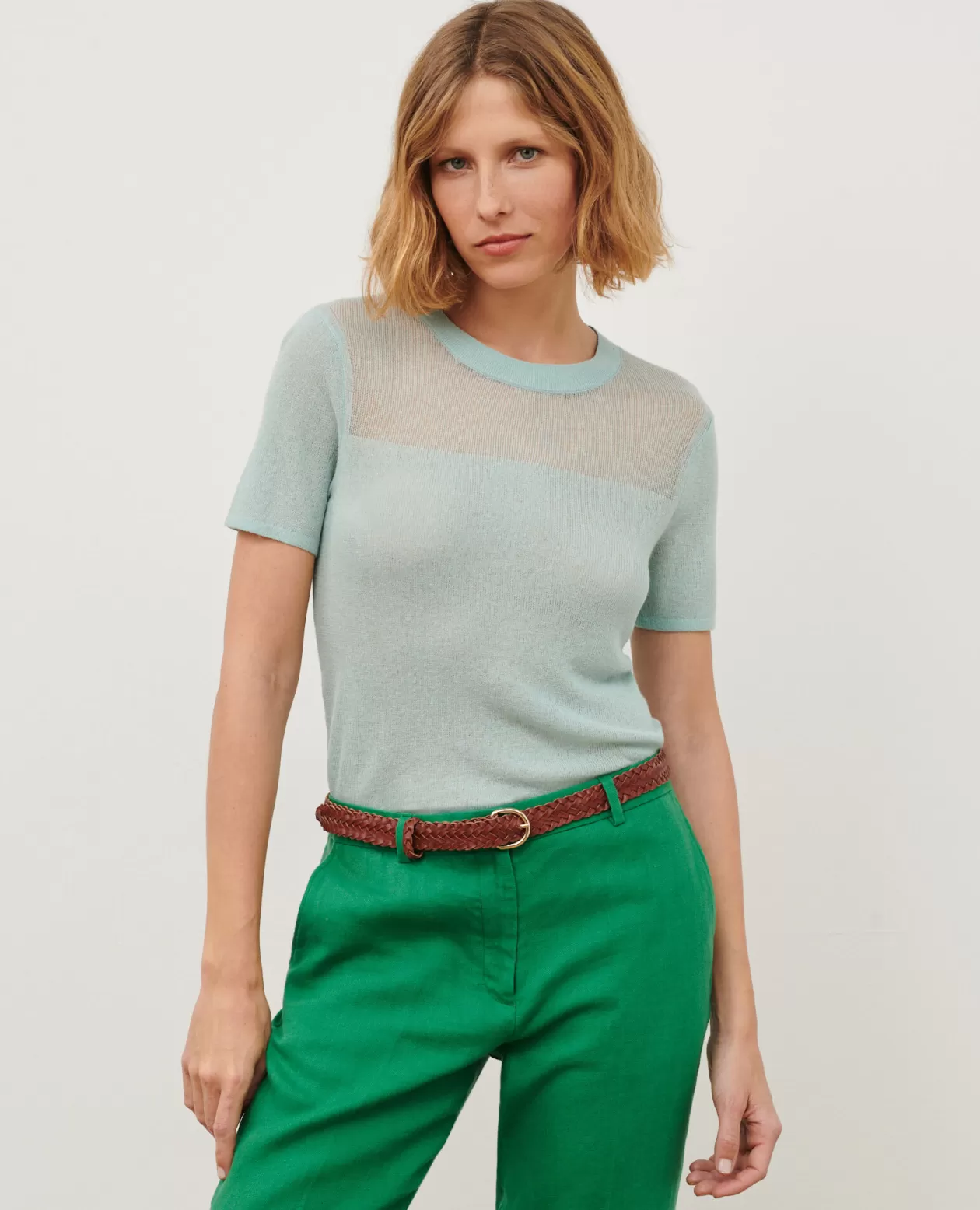 Best Sale Comptoir des Cotonniers Short-Sleeve Top 0500 Surf Spray Green
