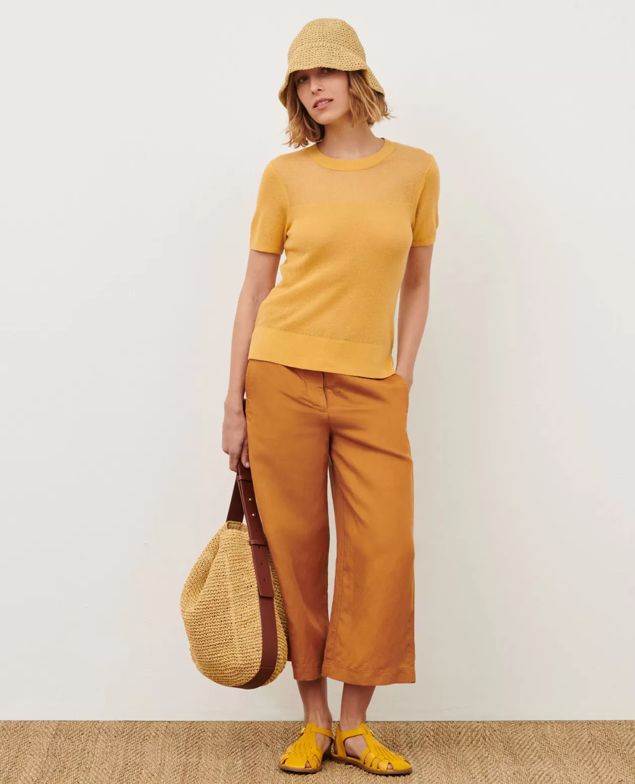 Best Sale Comptoir des Cotonniers Short-Sleeve Top 0460 Ochre Yellow