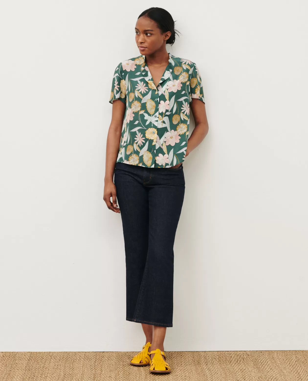 Hot Comptoir des Cotonniers Short-Sleeve Top 0331 Kaki Aubepine