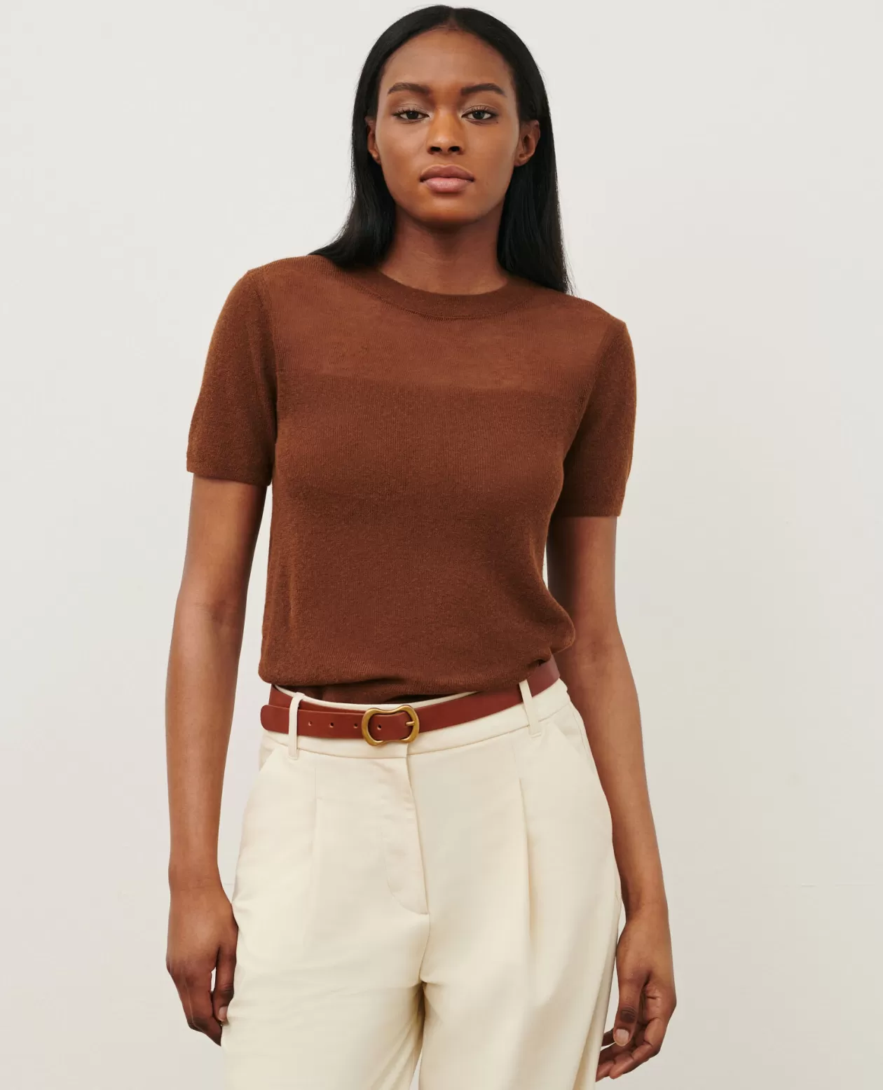Cheap Comptoir des Cotonniers Short-Sleeve Top 0360 Emperador Brown