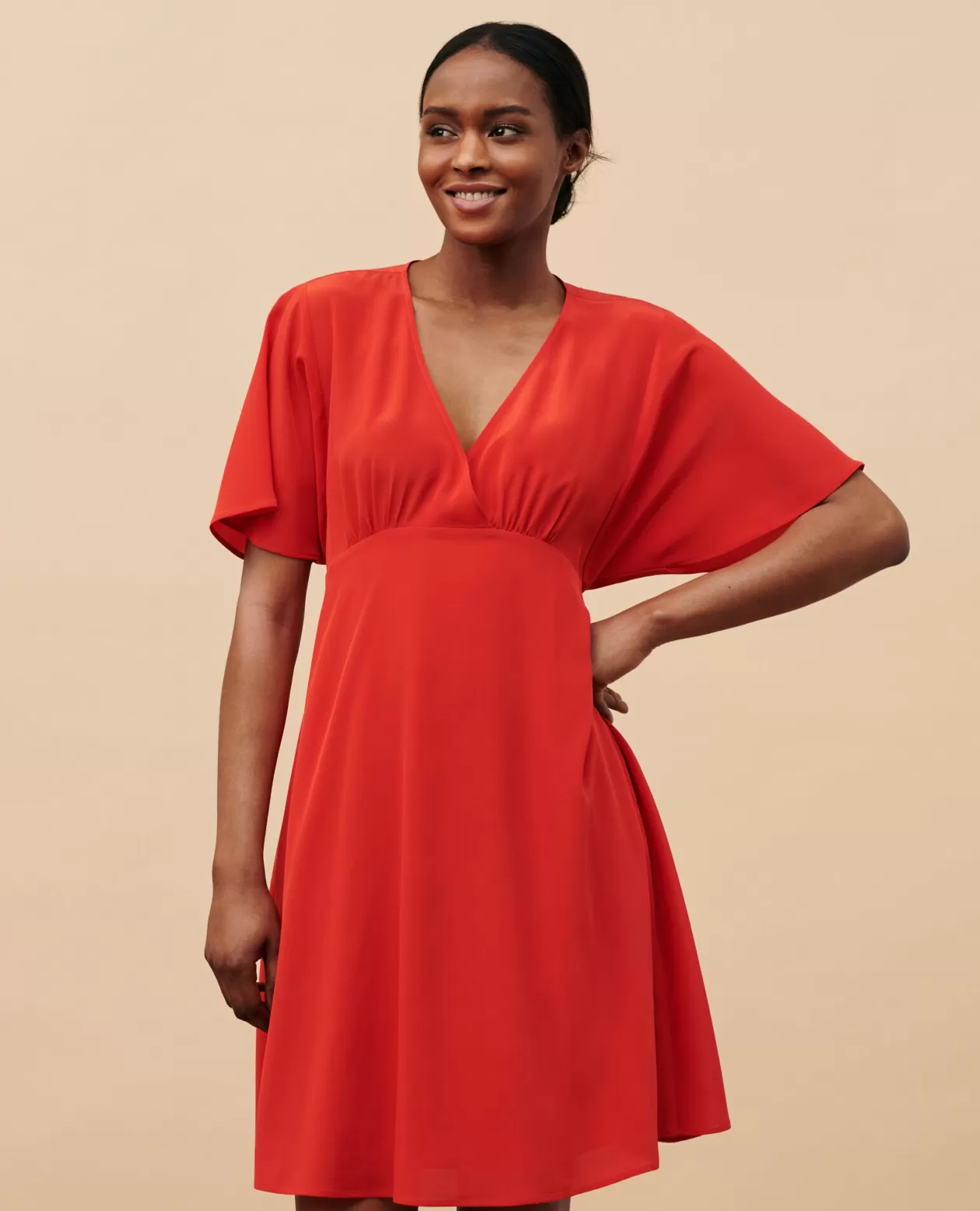 Cheap Comptoir des Cotonniers Silk Midi Dress 7024C 14 Red