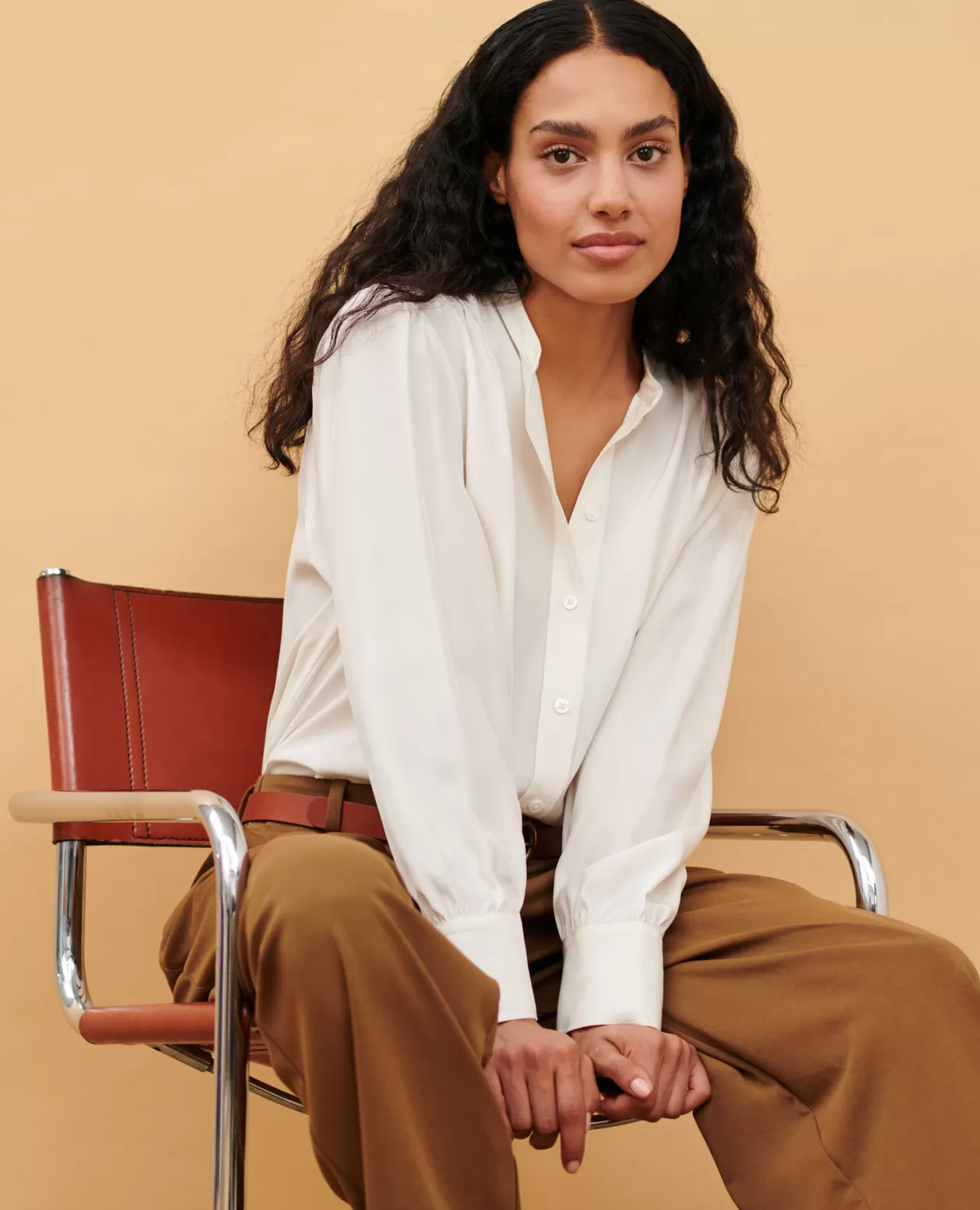 Best Comptoir des Cotonniers Silk Shirt 4224 Gardenia