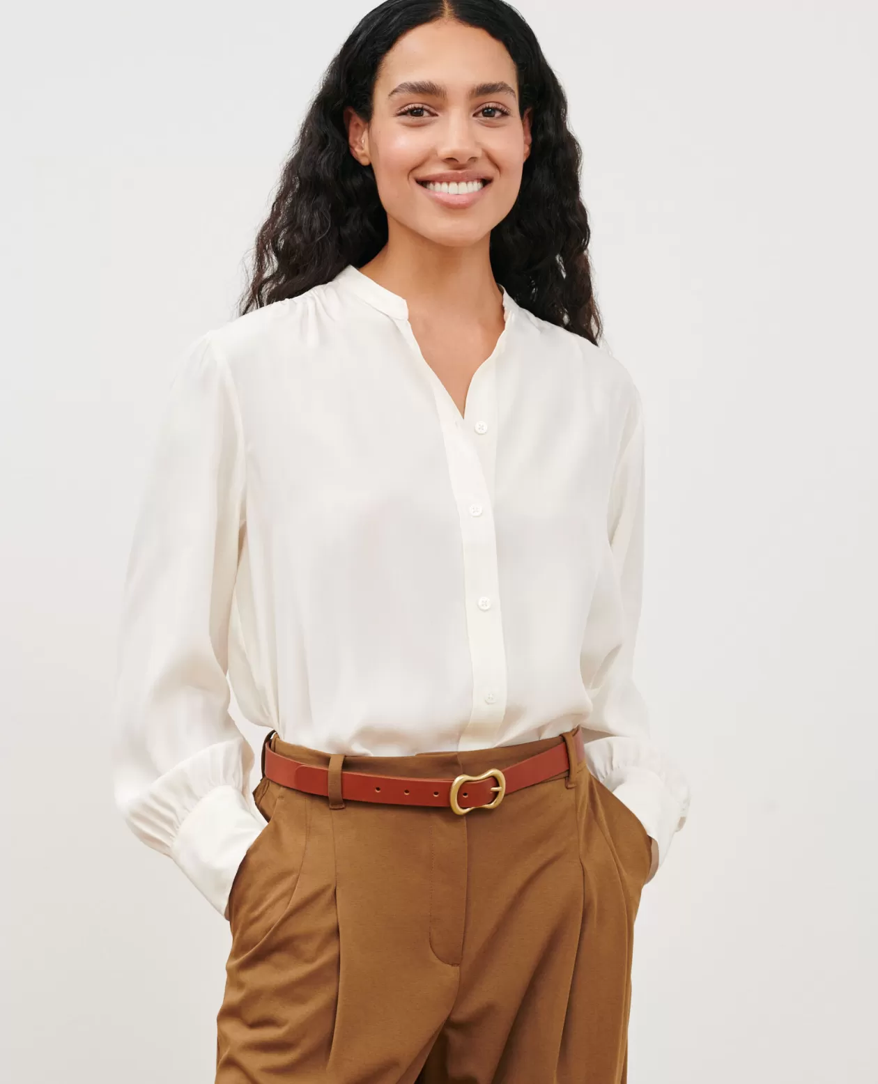 Best Comptoir des Cotonniers Silk Shirt 4224 Gardenia