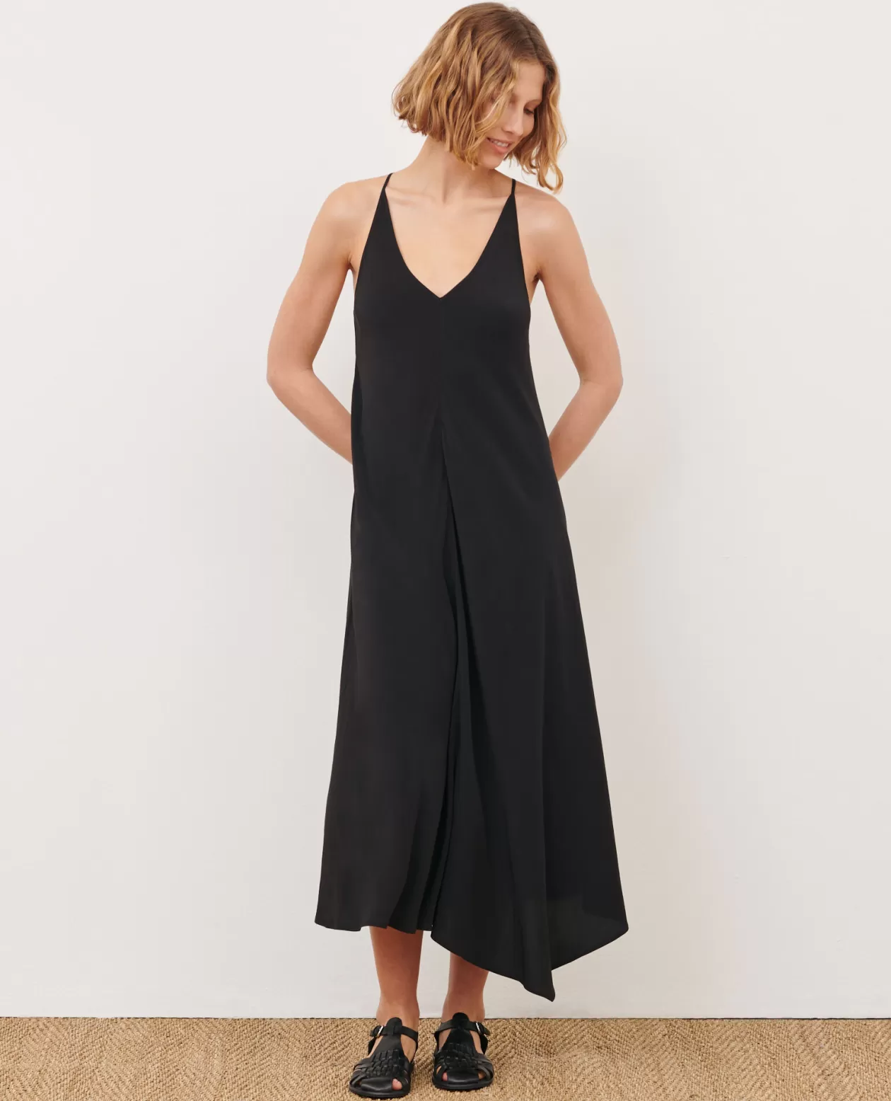 Cheap Comptoir des Cotonniers Silky Asymmetric Dress 0093 Black