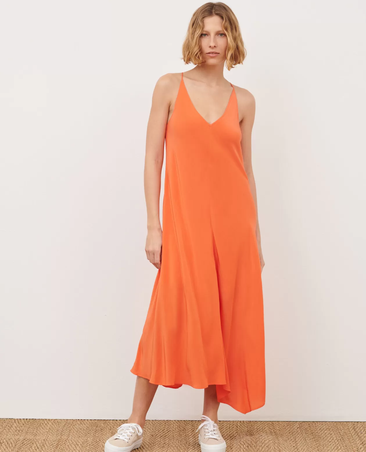 Hot Comptoir des Cotonniers Silky Asymmetric Dress 0250 Tiger Lily Orange