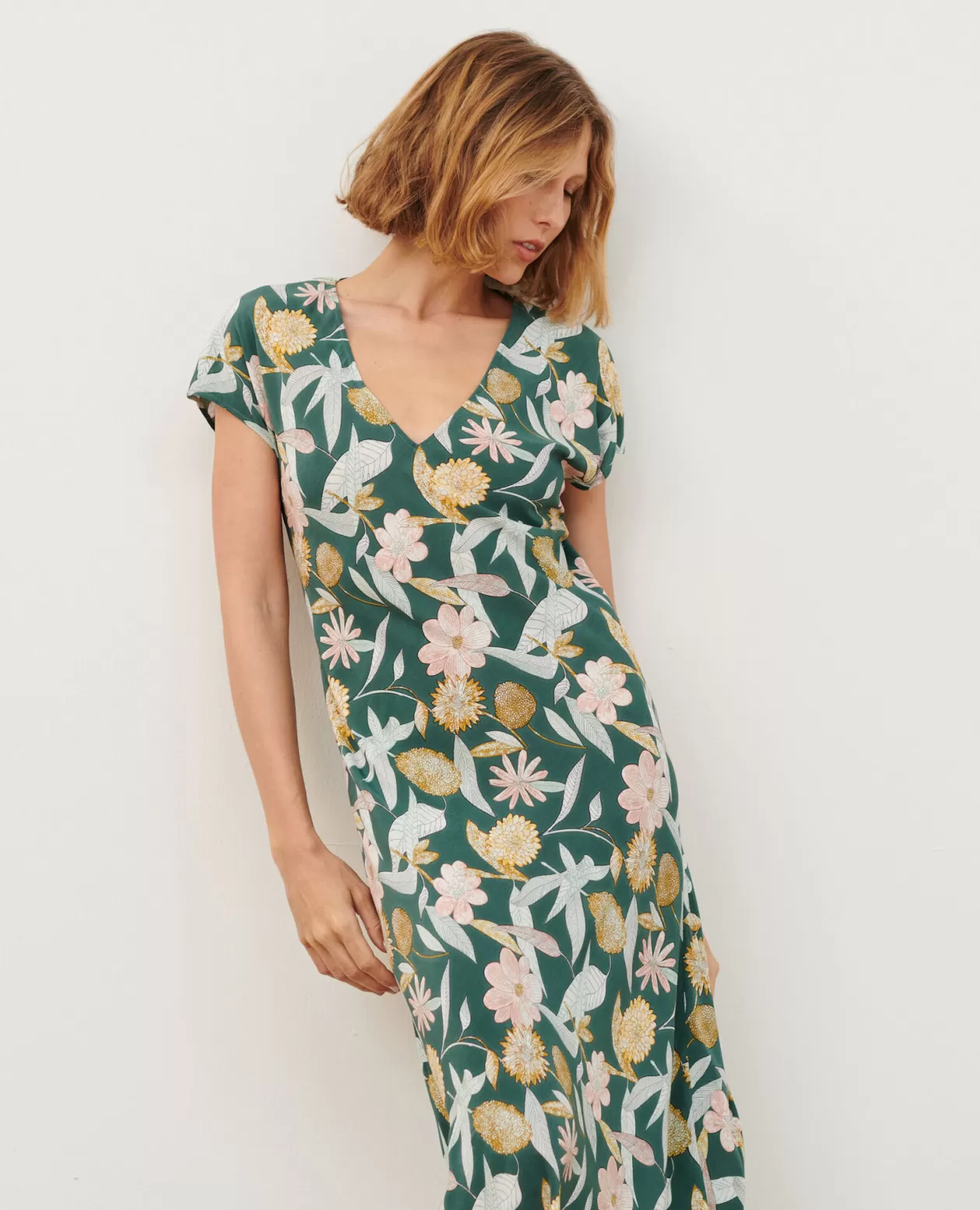 Fashion Comptoir des Cotonniers Silky Long Dress 0331 Kaki Aubepine