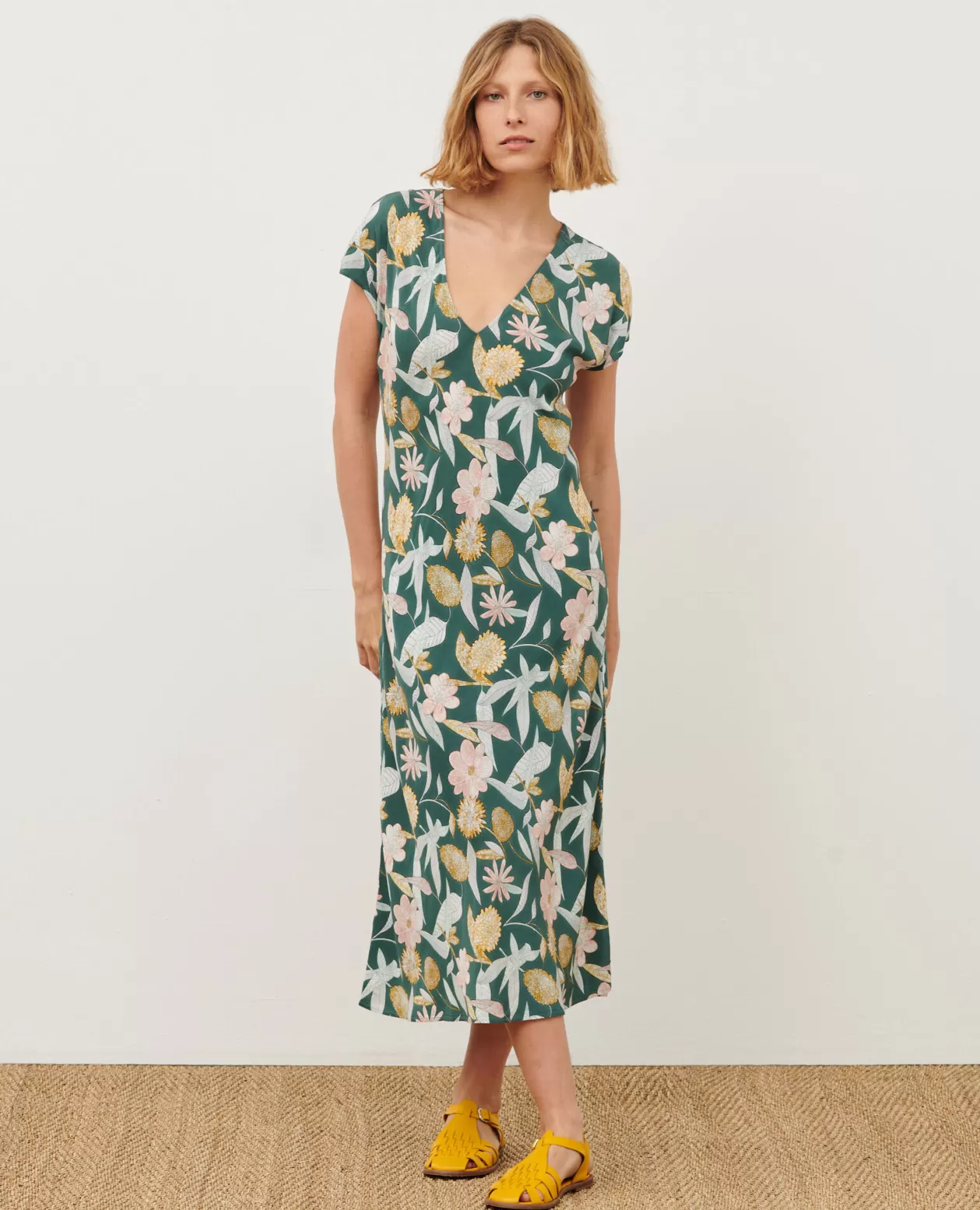 Fashion Comptoir des Cotonniers Silky Long Dress 0331 Kaki Aubepine