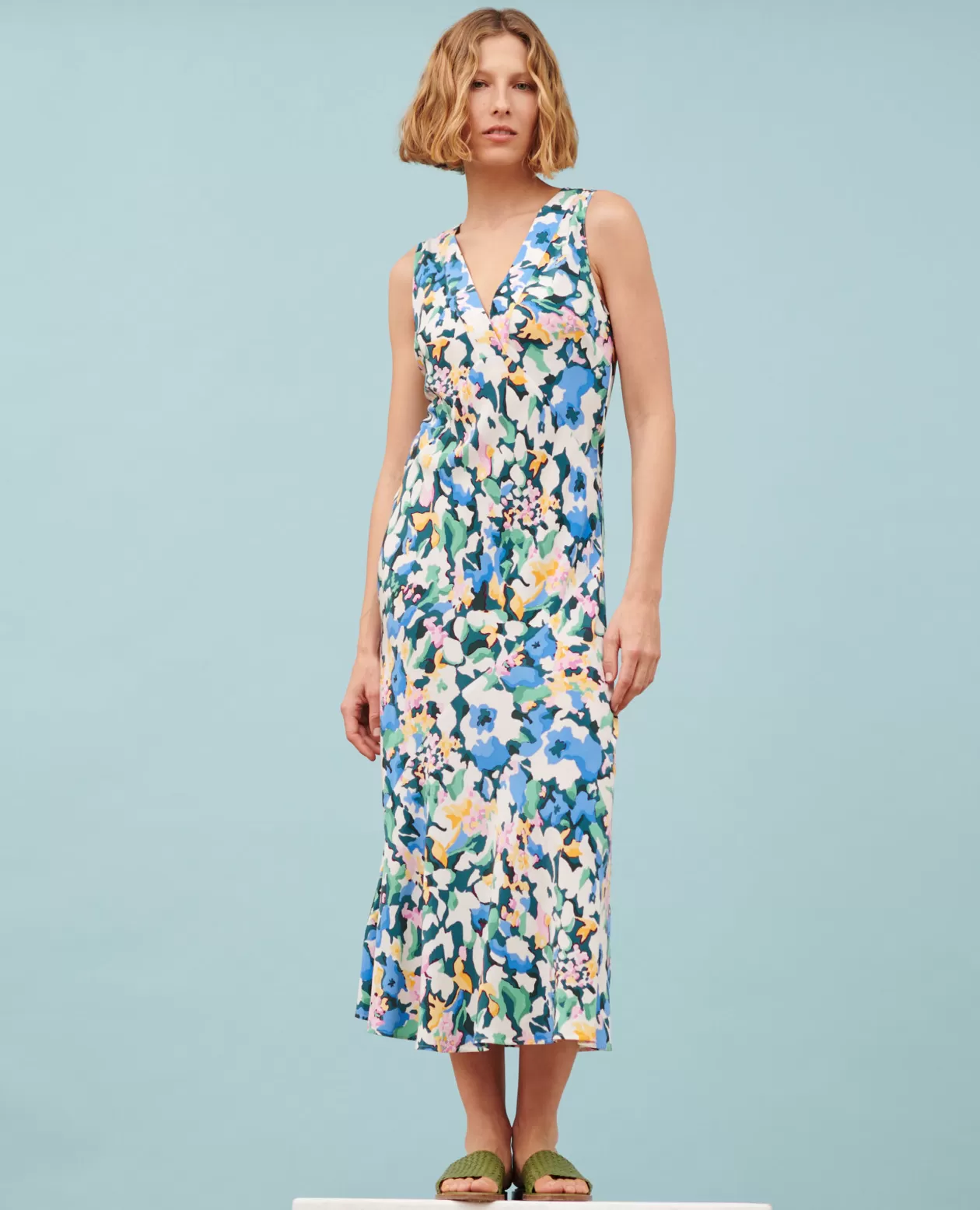 Fashion Comptoir des Cotonniers Silky Maxi Dress A610 Eden Blue