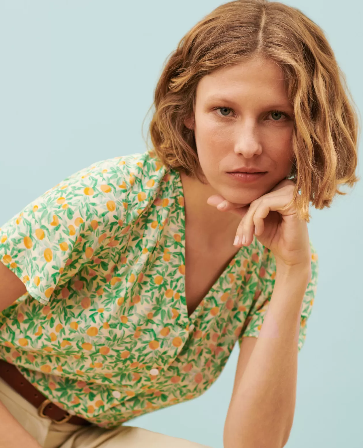 Hot Comptoir des Cotonniers Silky Printed Blouse 0420 Zest Yellow
