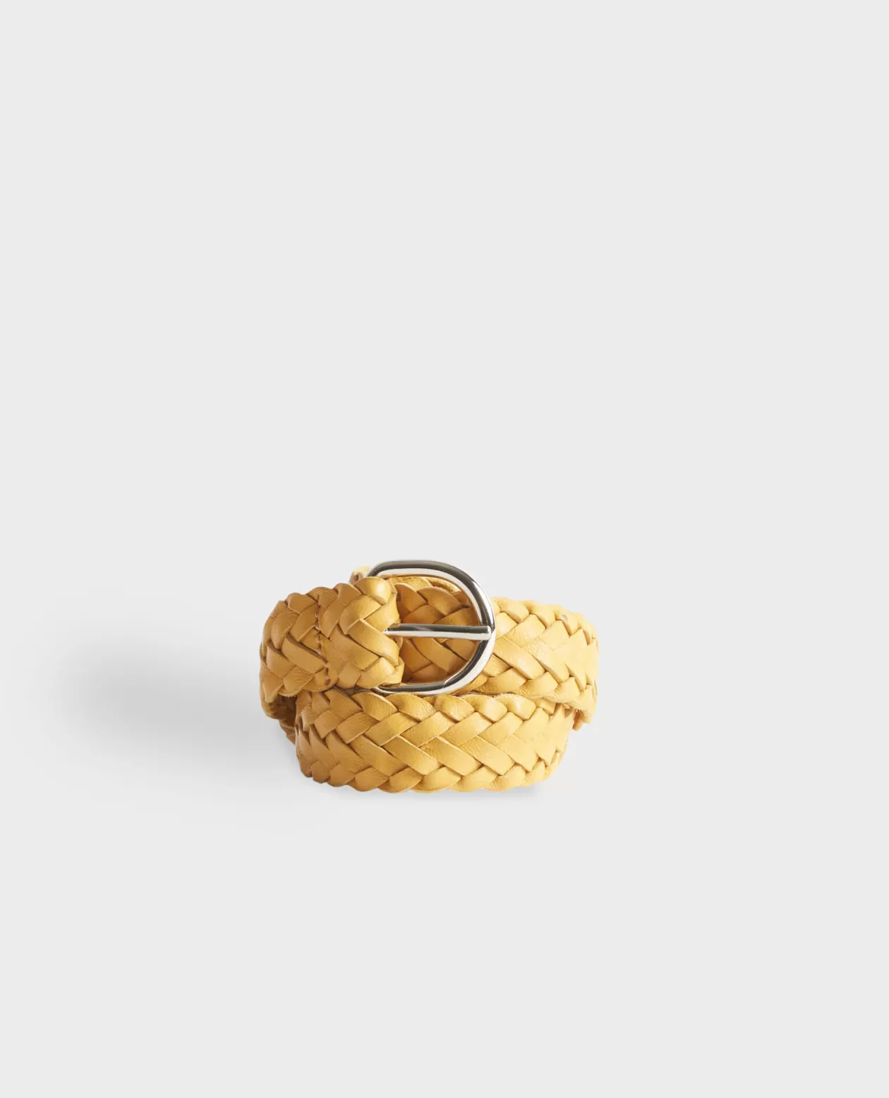 Fashion Comptoir des Cotonniers Skinny Braided Leather Belt 0460 Ochre Yellow