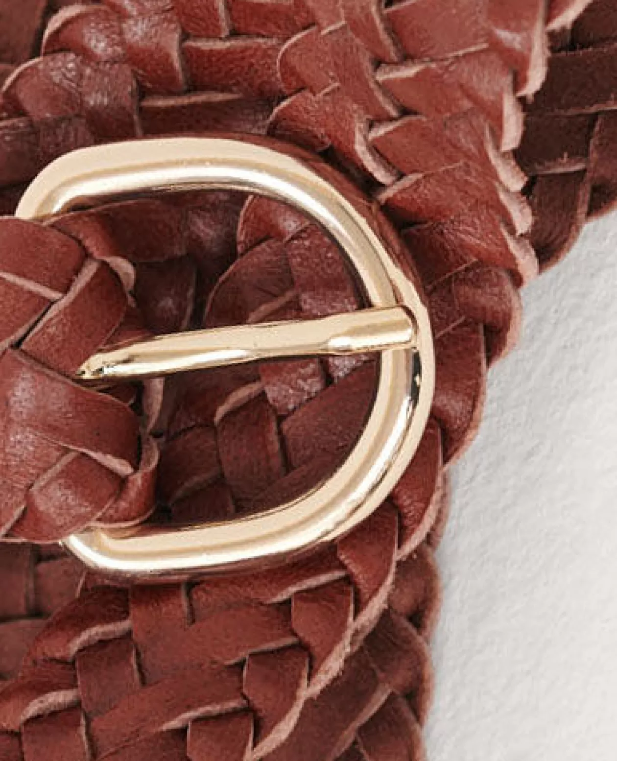 Clearance Comptoir des Cotonniers Skinny Braided Leather Belt 4161C Brandy Brown