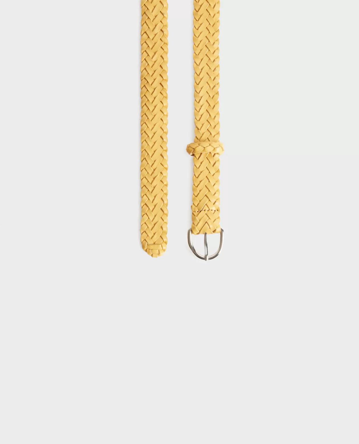 Fashion Comptoir des Cotonniers Skinny Braided Leather Belt 0460 Ochre Yellow