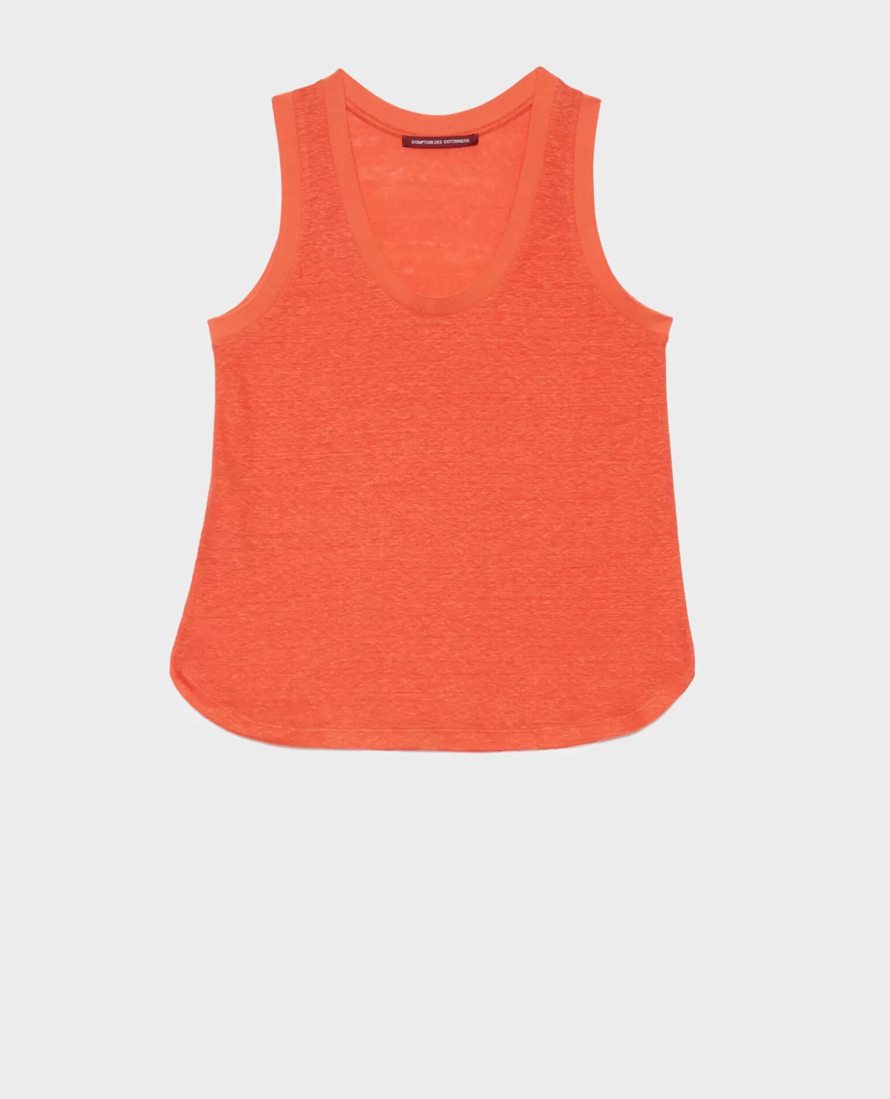 New Comptoir des Cotonniers Sleeveless Linen T-Shirt 0250 Tiger Lily Orange