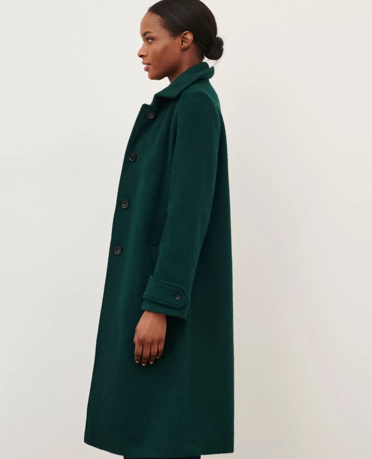 Online Comptoir des Cotonniers Straight Coat In Textured Wool 8880 59 Darkgreen