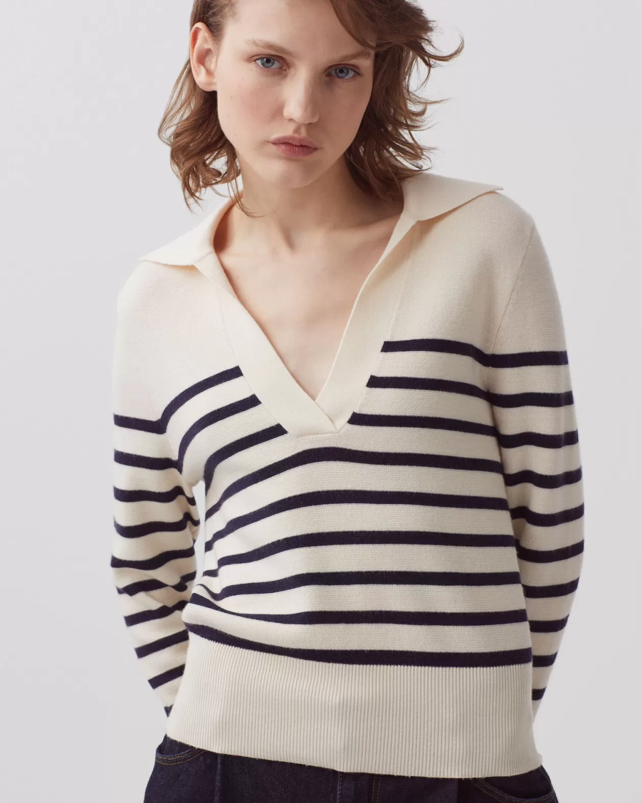 Flash Sale Comptoir des Cotonniers Striped Merino Wool Jumper 5185 Stp_Jtst_Nsky