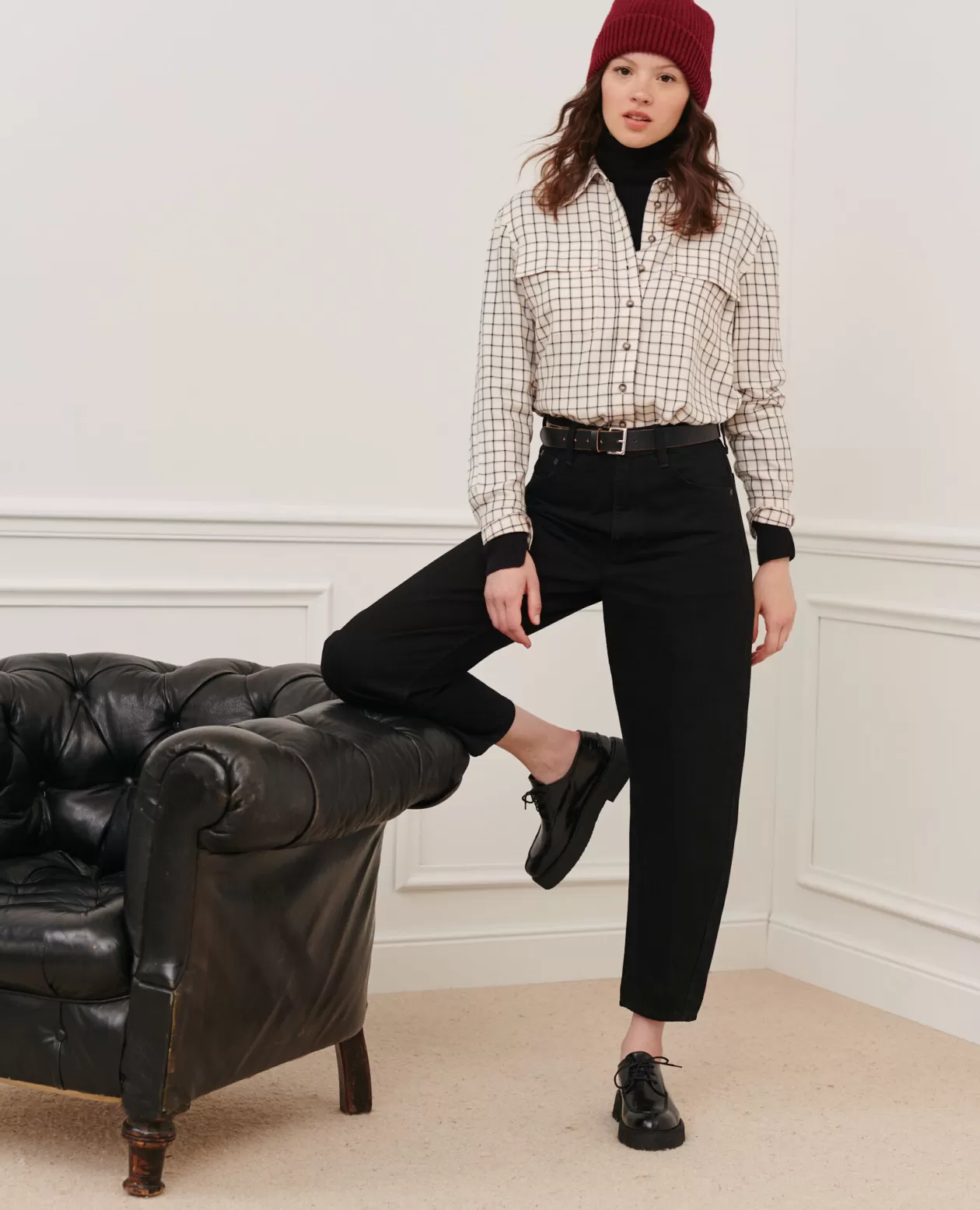 Store Comptoir des Cotonniers Sydonie - Balloon - Wide High-Waisted 7/8 Jeans Noir Denim