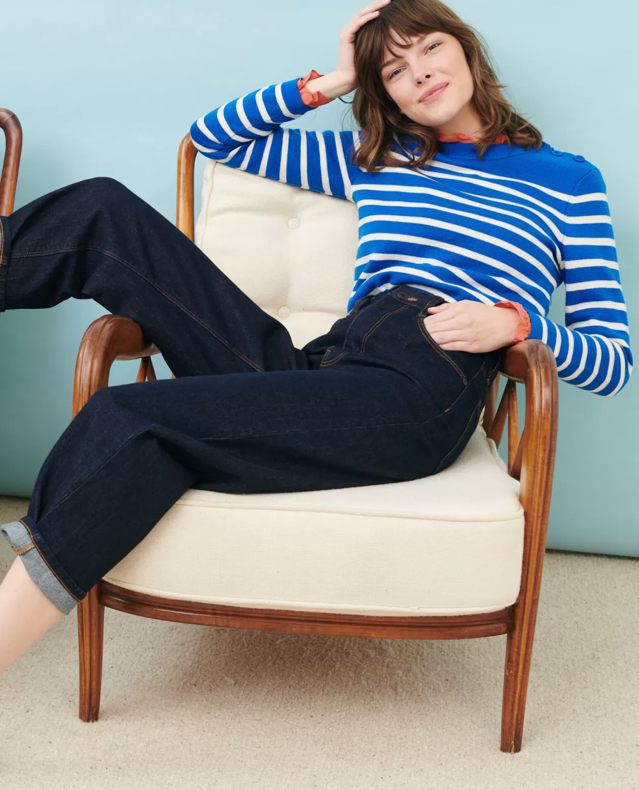 Online Comptoir des Cotonniers Sydonie - Balloon - Wide High-Waisted 7/8 Jeans Denim Rinse
