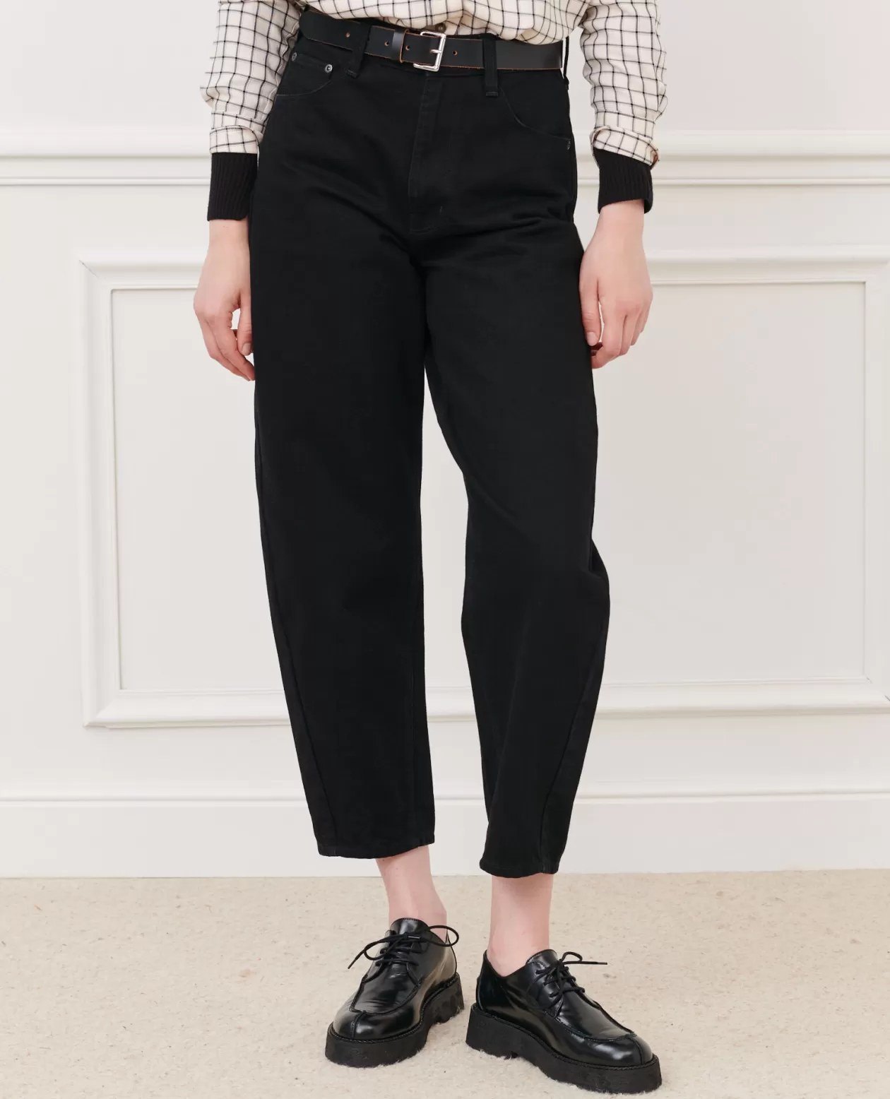 Store Comptoir des Cotonniers Sydonie - Balloon - Wide High-Waisted 7/8 Jeans Noir Denim