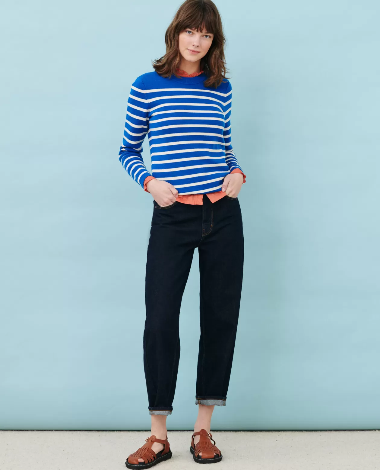 Online Comptoir des Cotonniers Sydonie - Balloon - Wide High-Waisted 7/8 Jeans Denim Rinse