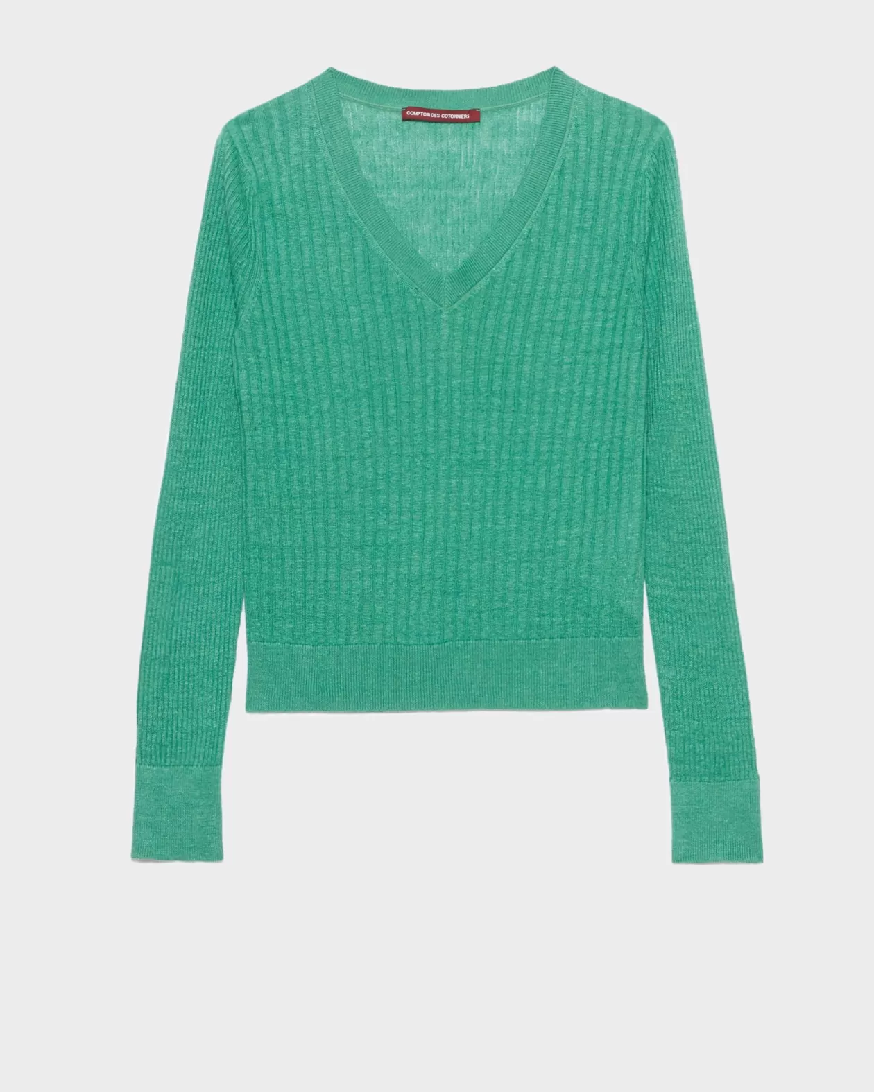 Online Comptoir des Cotonniers Textured Linen Jumper 0542 Pine Green