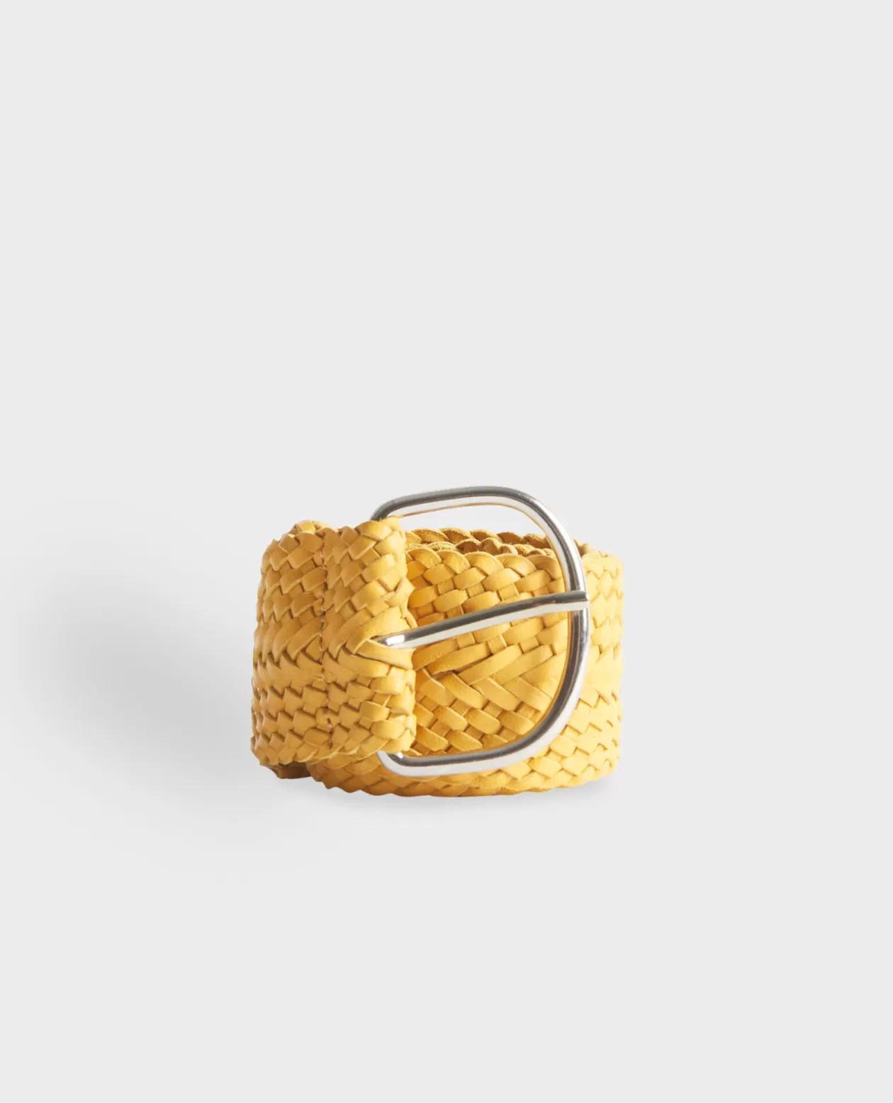 Outlet Comptoir des Cotonniers Wide Braided Leather Belt 0460 Ochre Yellow