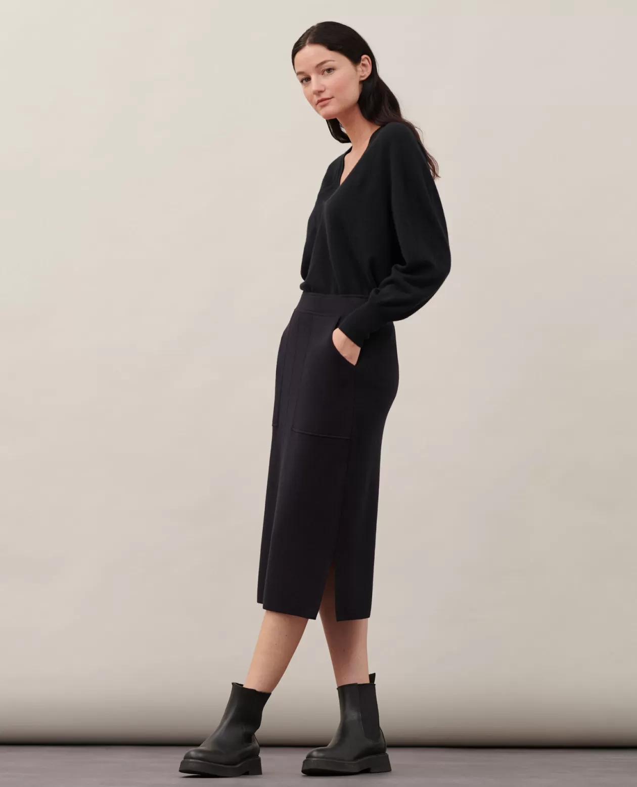 Best Comptoir des Cotonniers Wool Maxi Skirt 8891 09 Black