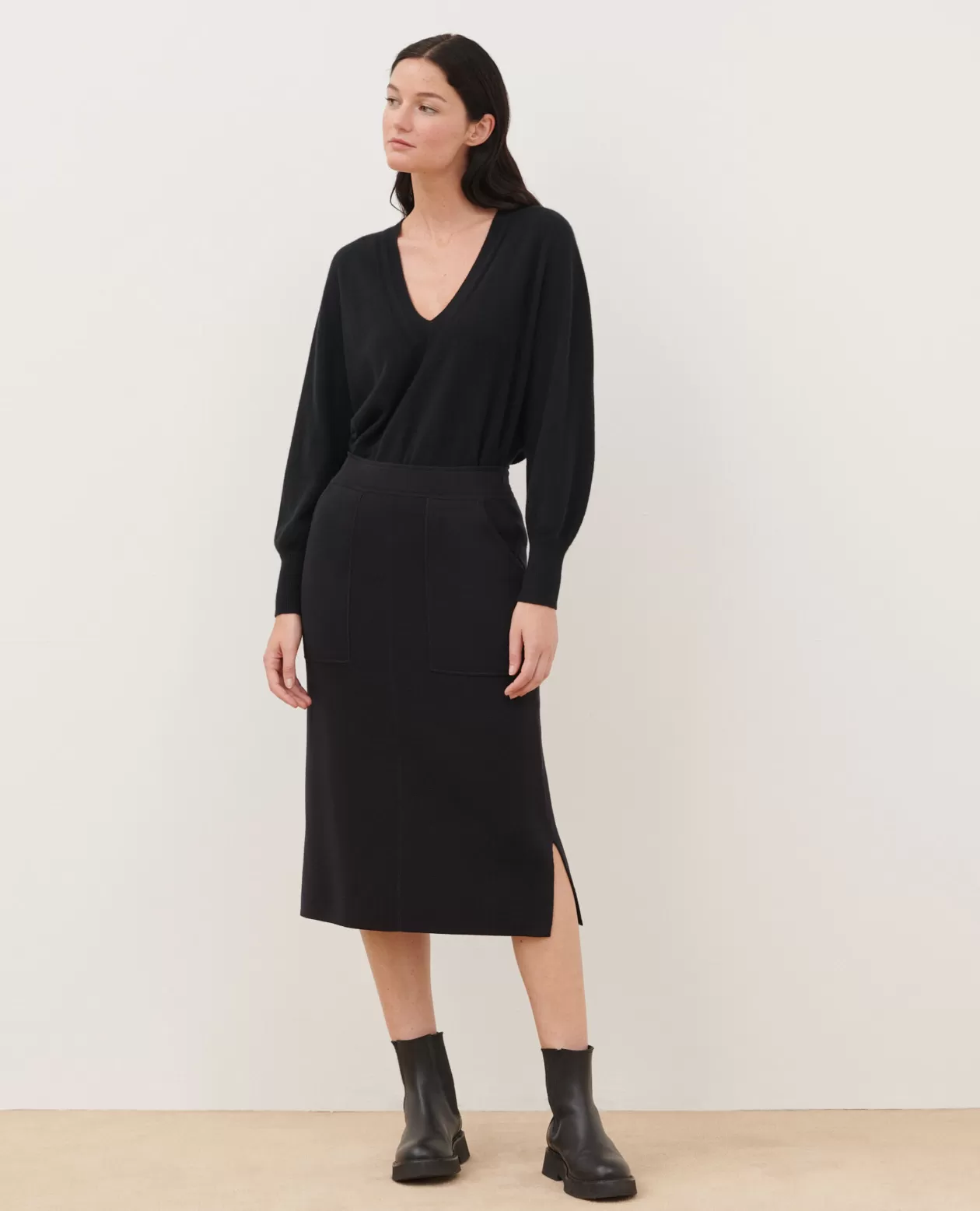 Best Comptoir des Cotonniers Wool Maxi Skirt 8891 09 Black