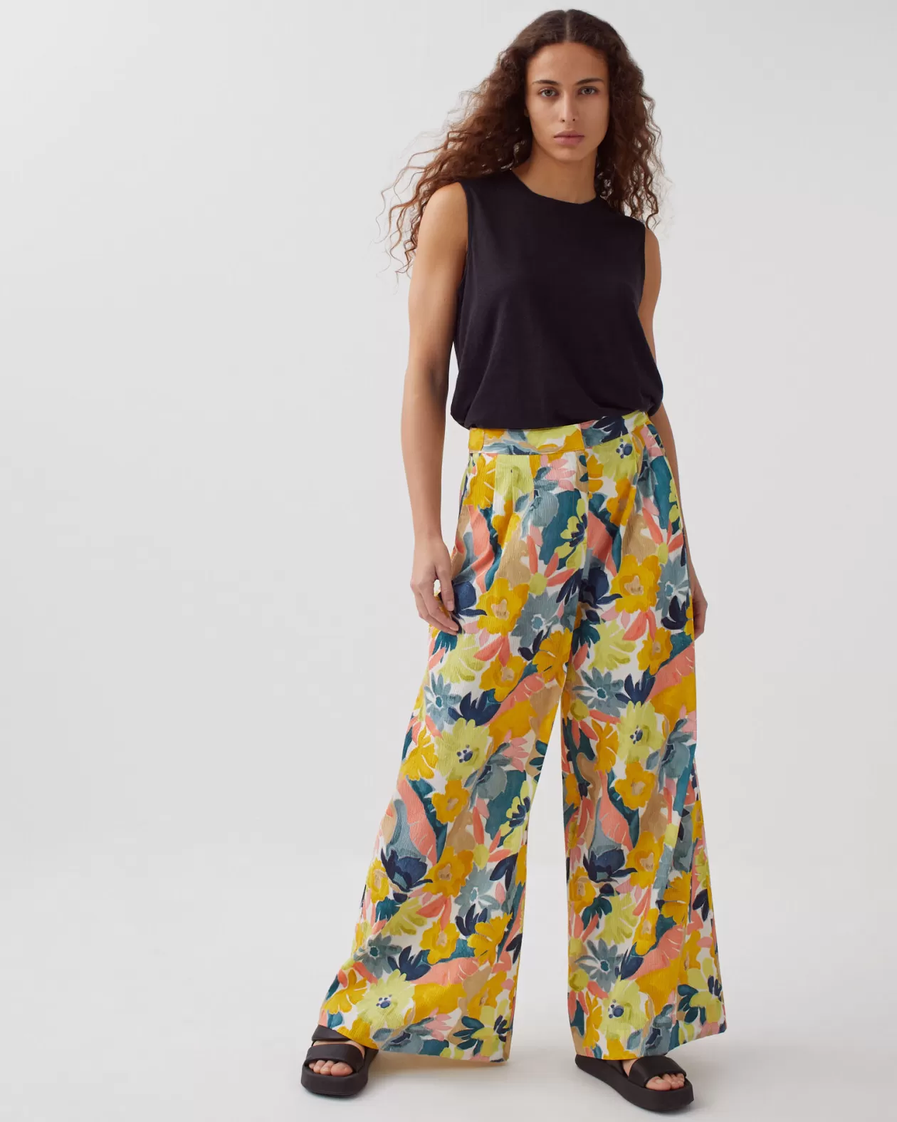 Clearance Comptoir des Cotonniers Yvonne - Loose Cotton Trousers 0430 Palmeraie Yellow