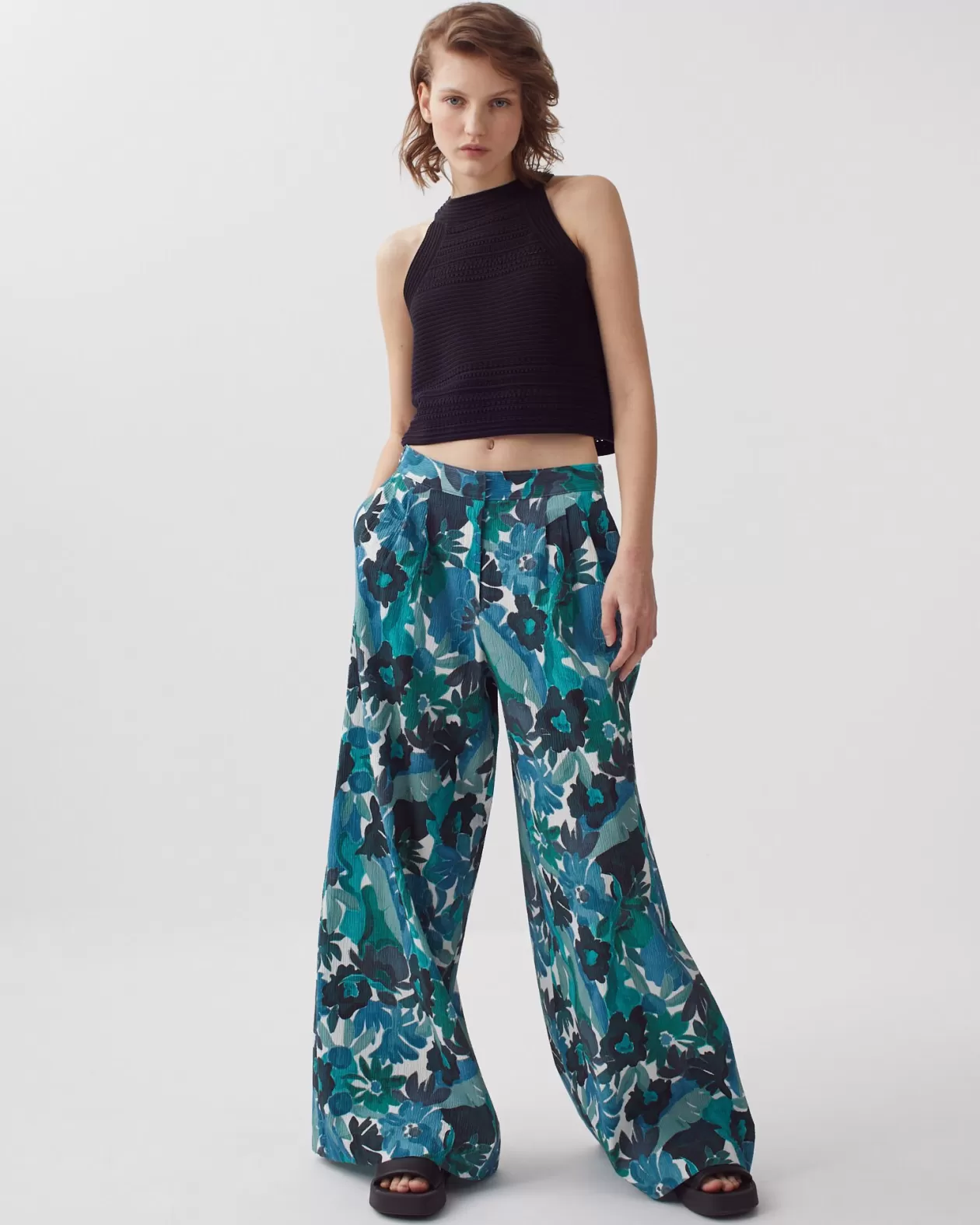 Outlet Comptoir des Cotonniers Yvonne - Loose Cotton Trousers 0522 Palmeraie Green